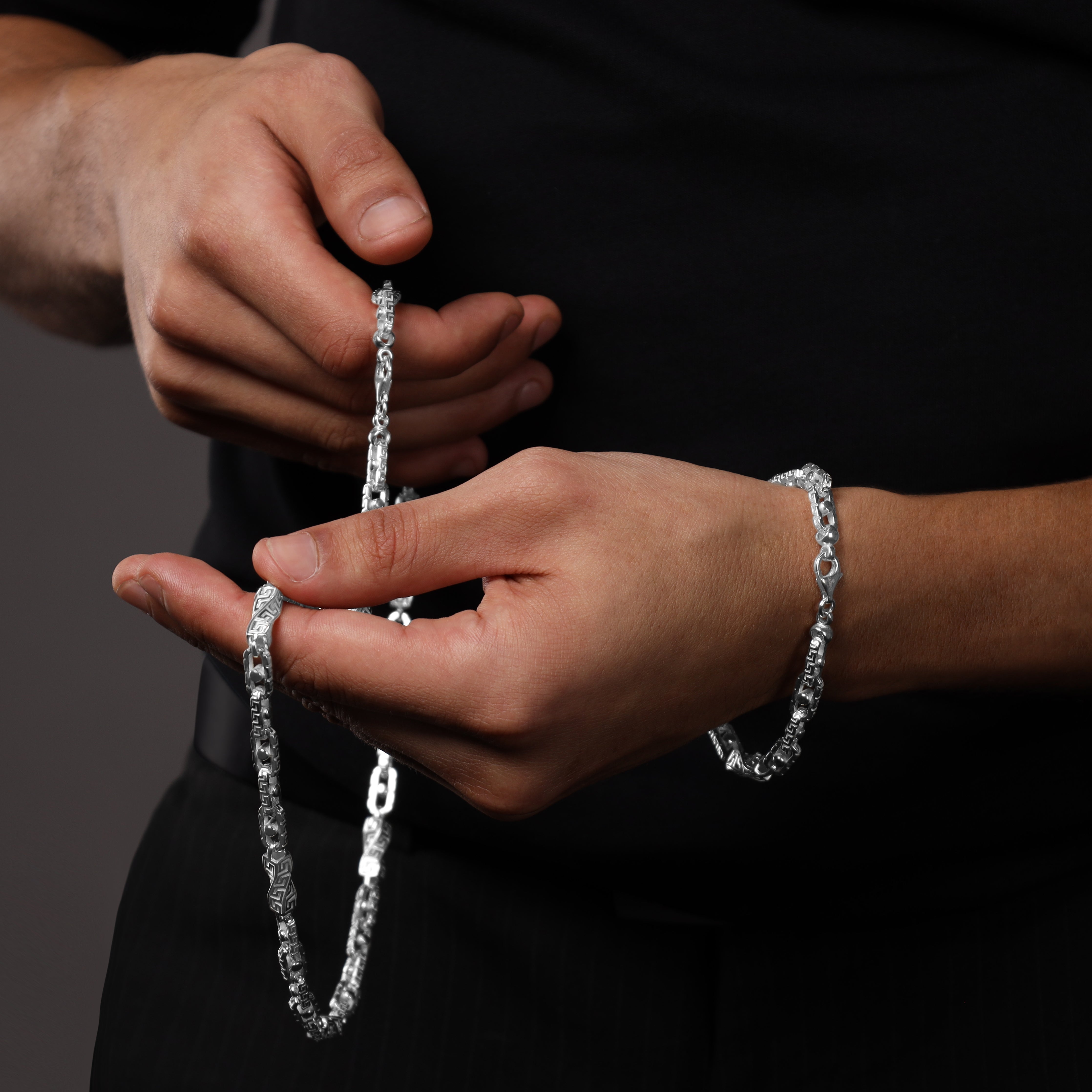 Set - Santorini 6mm - Halskette + Armband aus 925 Silber - Taipan Schmuck