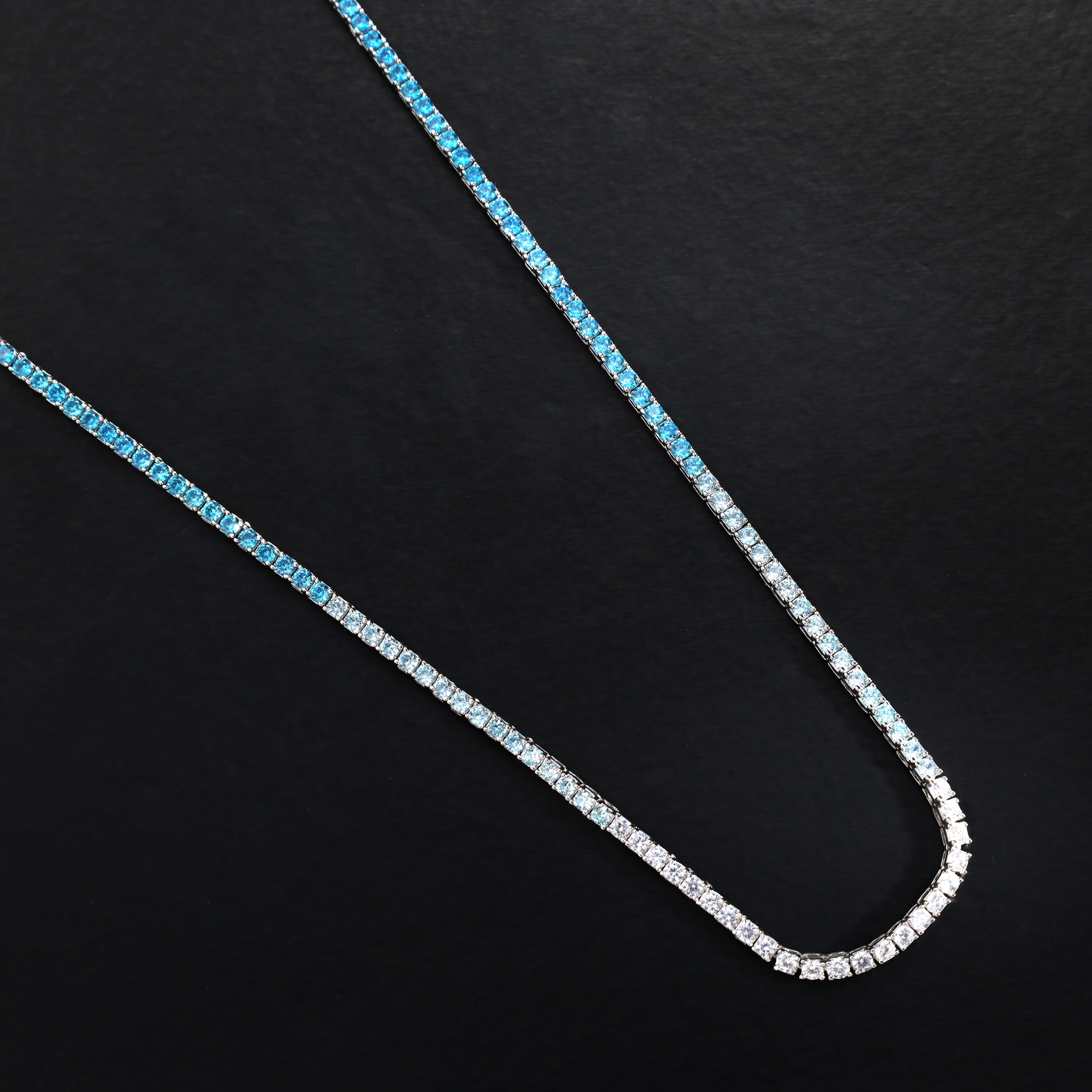 Blue ice cold Multicolor Tennis Chain 2,5mm breit aus 925 Sterling Silber Zirkonia - Taipan Schmuck
