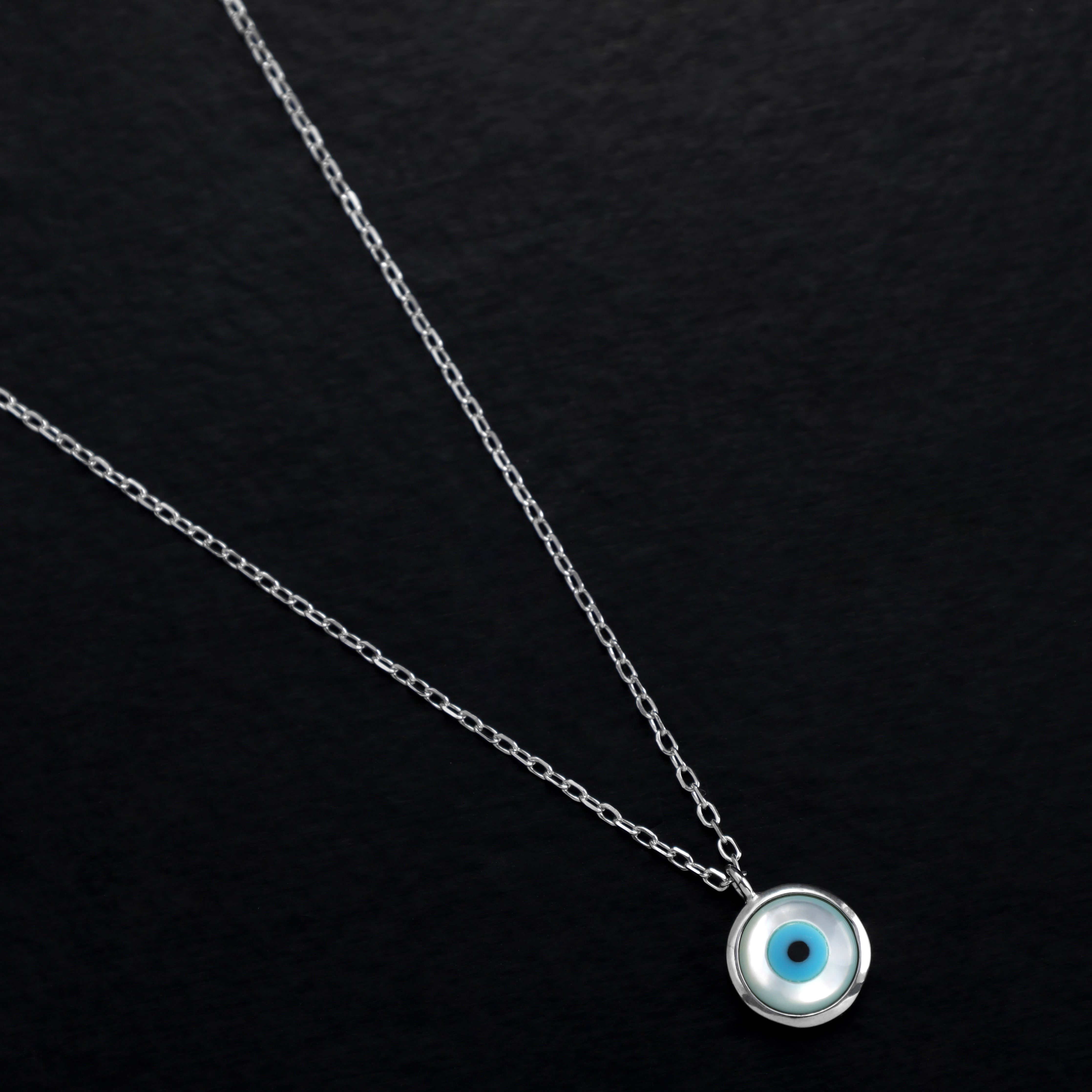 Damen Ankerkette mit Evil Eye Anhänger 40cm lang 925 Sterlingsilber rhodiniert - Taipan Schmuck