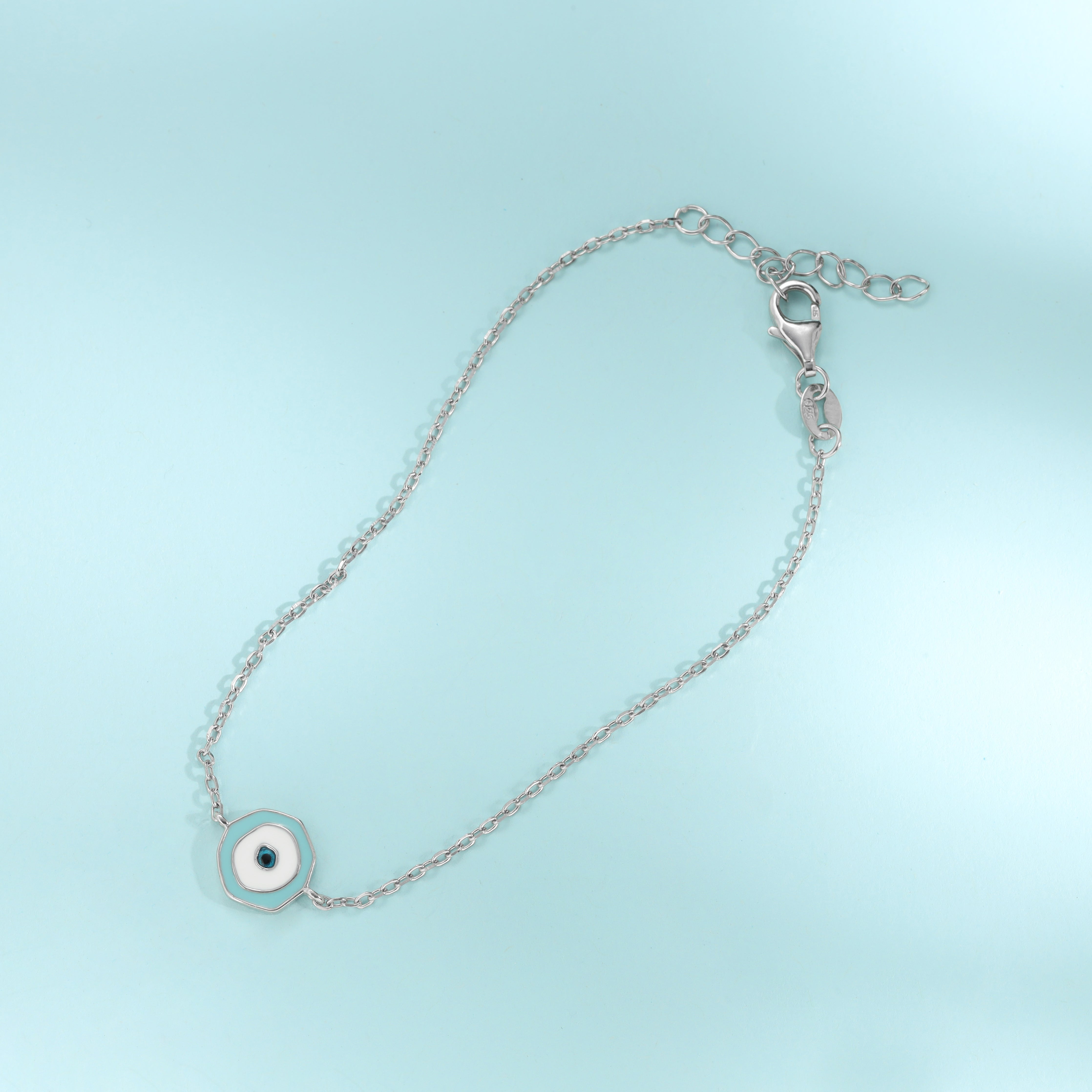 Damen Ankerkette mit Cyan eye Armbänder - aus 925 Sterlingsilber - Taipan Schmuck