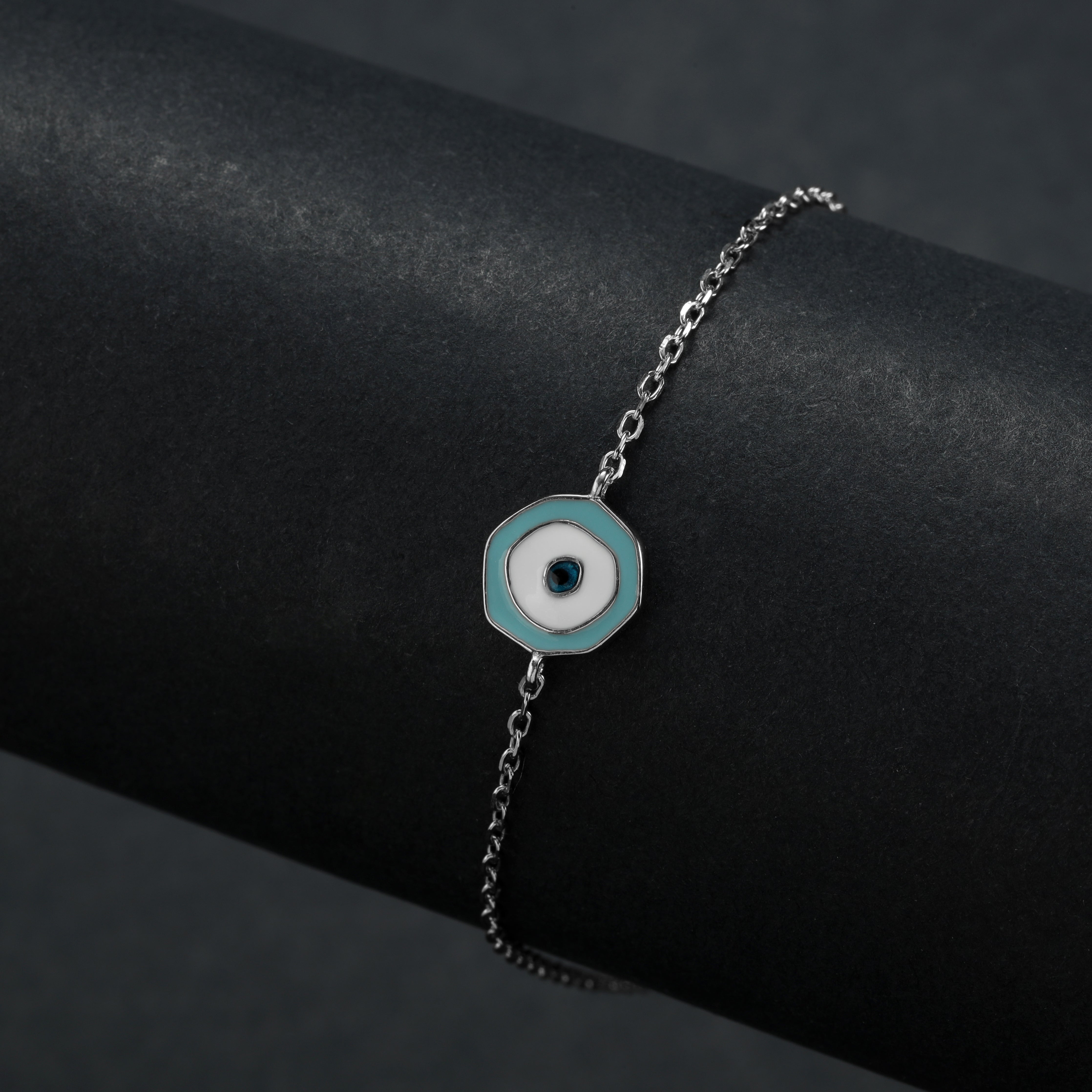 Damen Ankerkette mit Cyan eye Armbänder - aus 925 Sterlingsilber - Taipan Schmuck