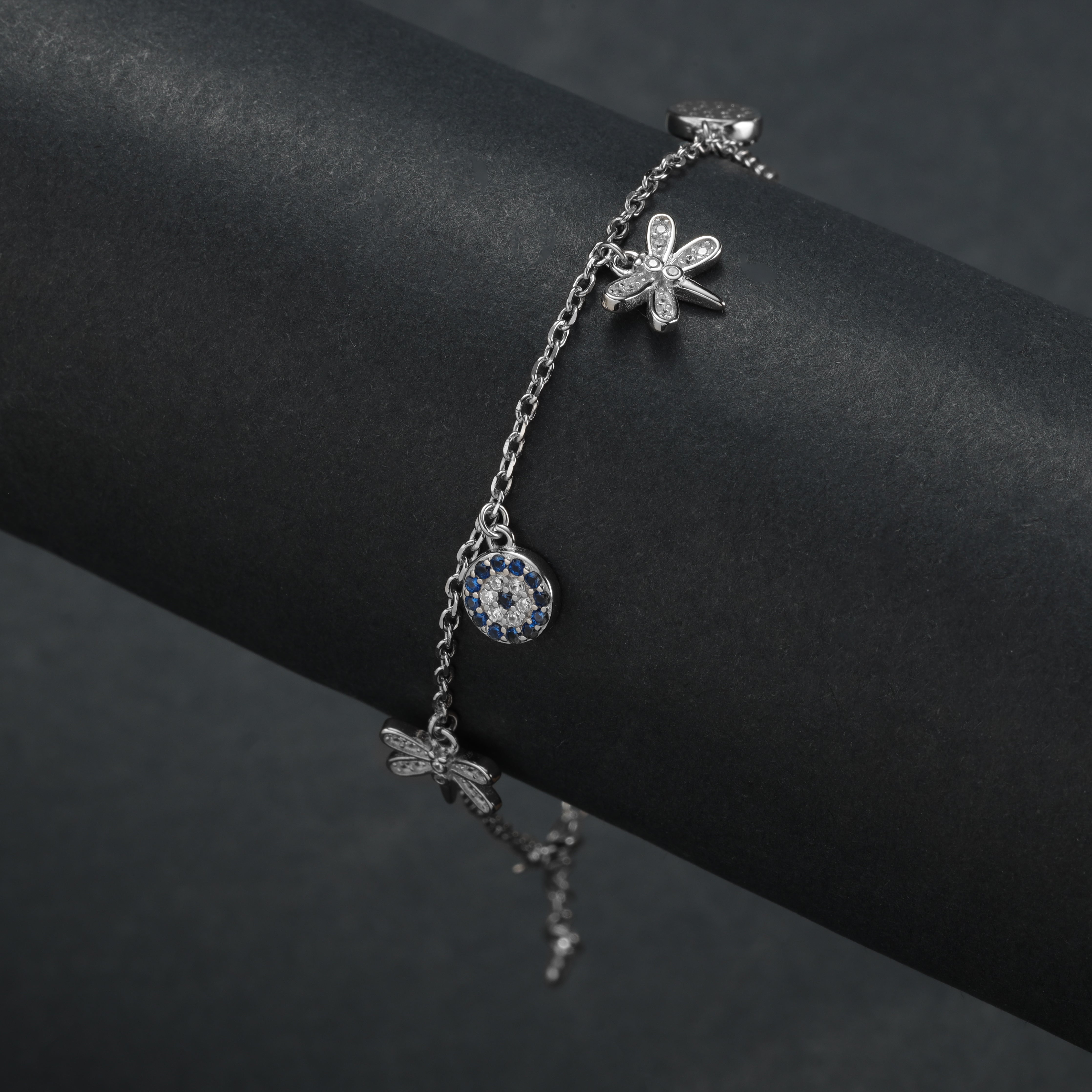 Damen Ankerkette Armband mit Zirkonia Libelle Motiv - aus 925 Sterlingsilber - Taipan Schmuck