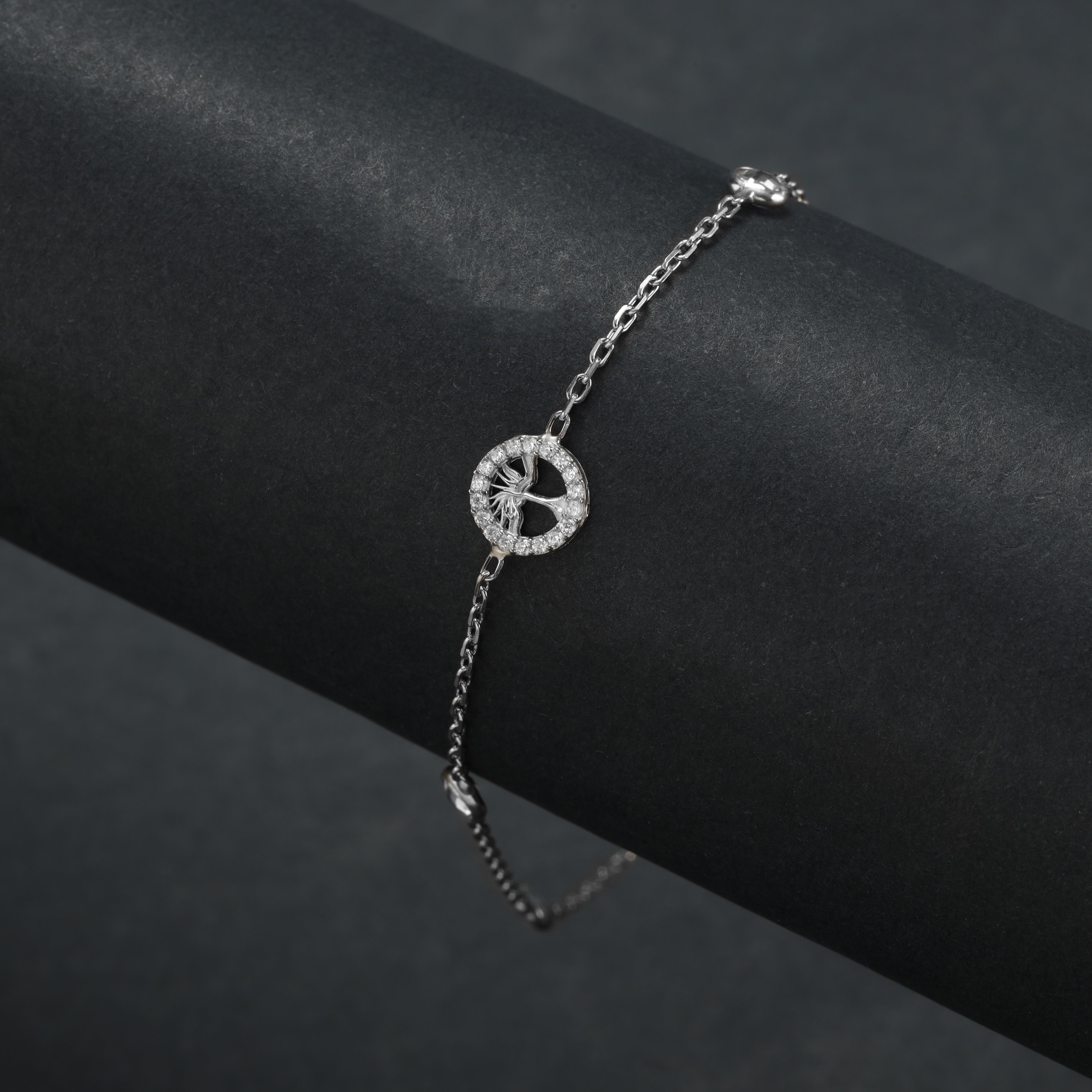 Damen Ankerkette Armband mit Zirkonia Baum des Lebens Motiv - aus 925 Sterlingsilber - Taipan Schmuck