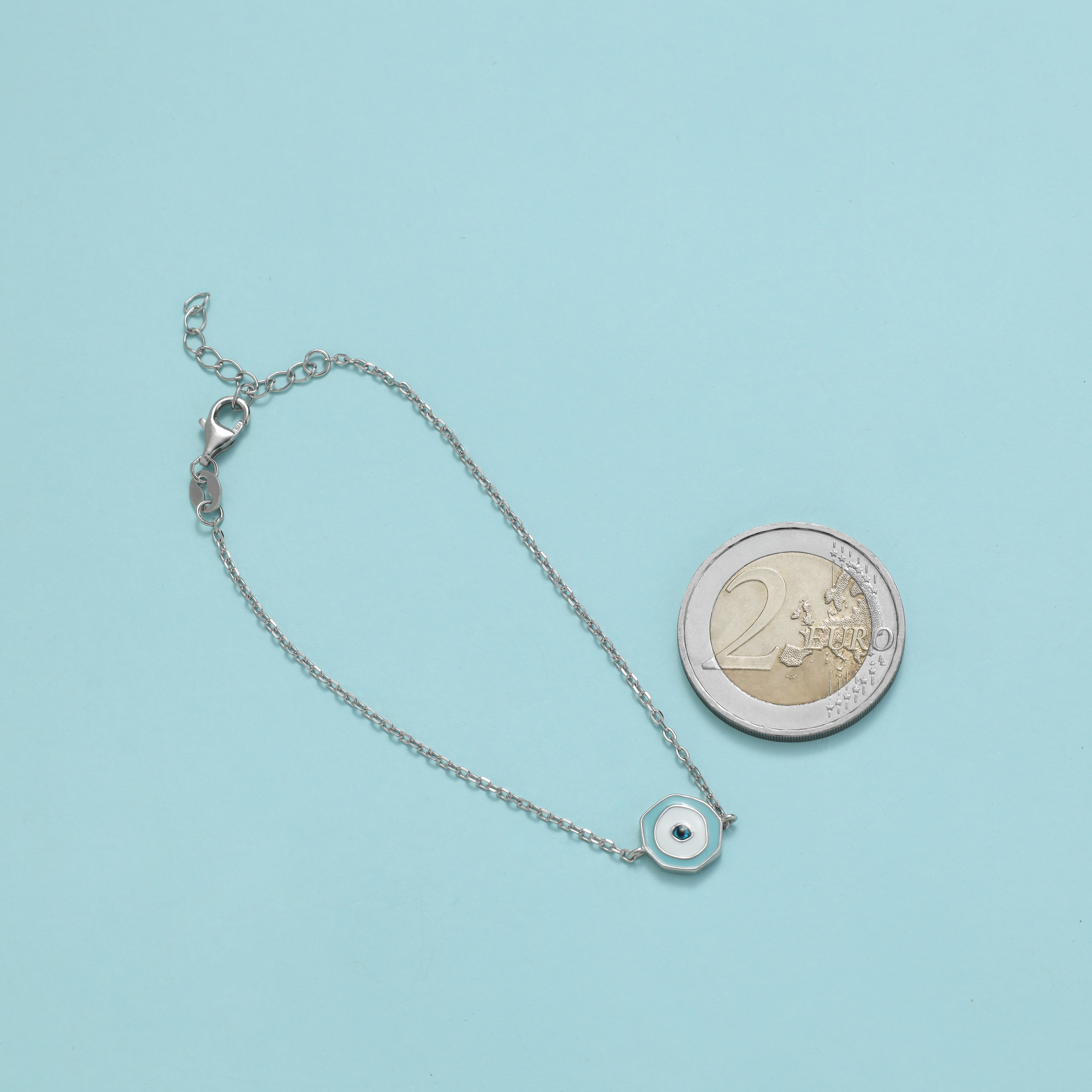 Damen Ankerkette mit Cyan eye Armbänder - aus 925 Sterlingsilber - Taipan Schmuck