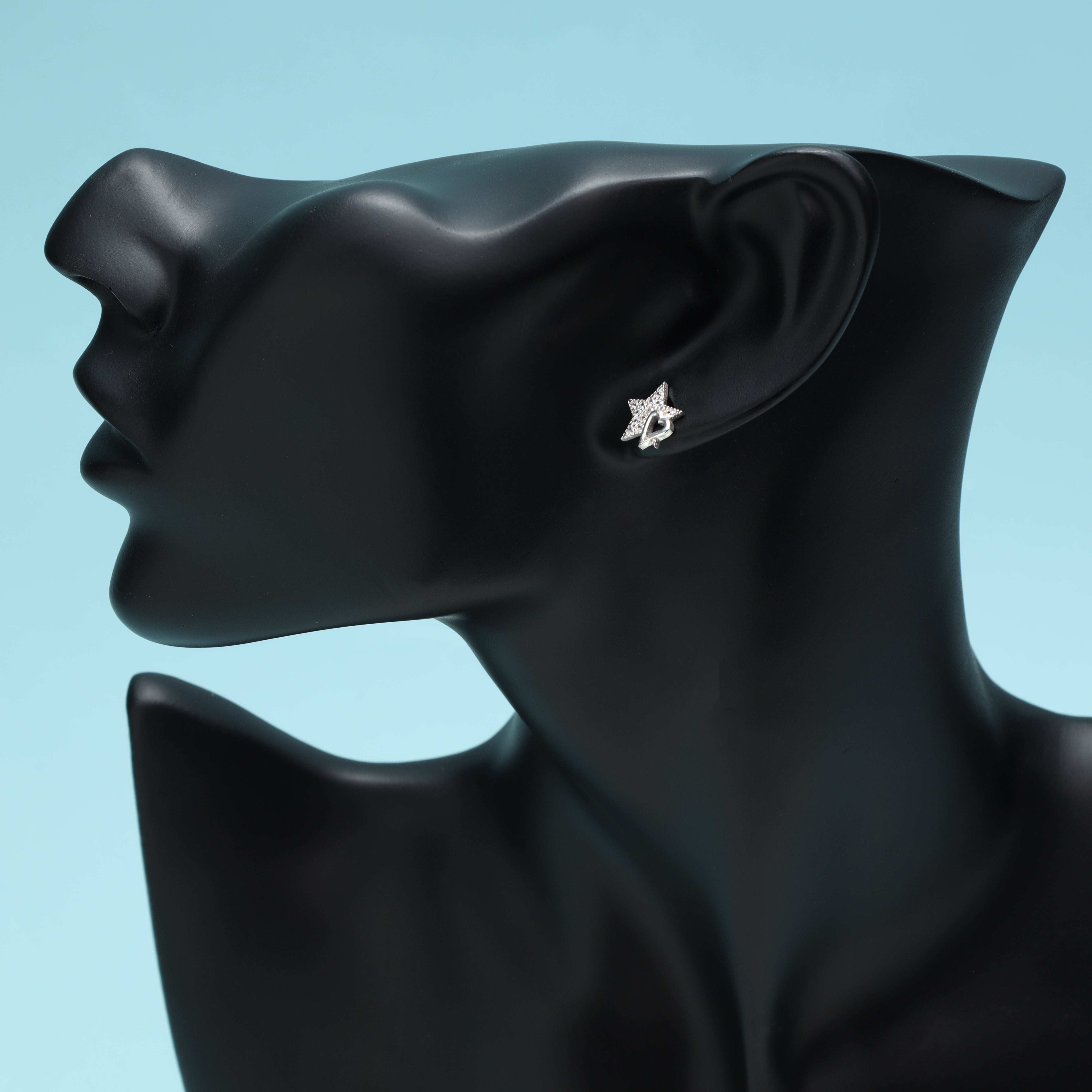 Damen Ohrringe Star mit Hertz aus 925 Sterlingsilber - Taipan Schmuck