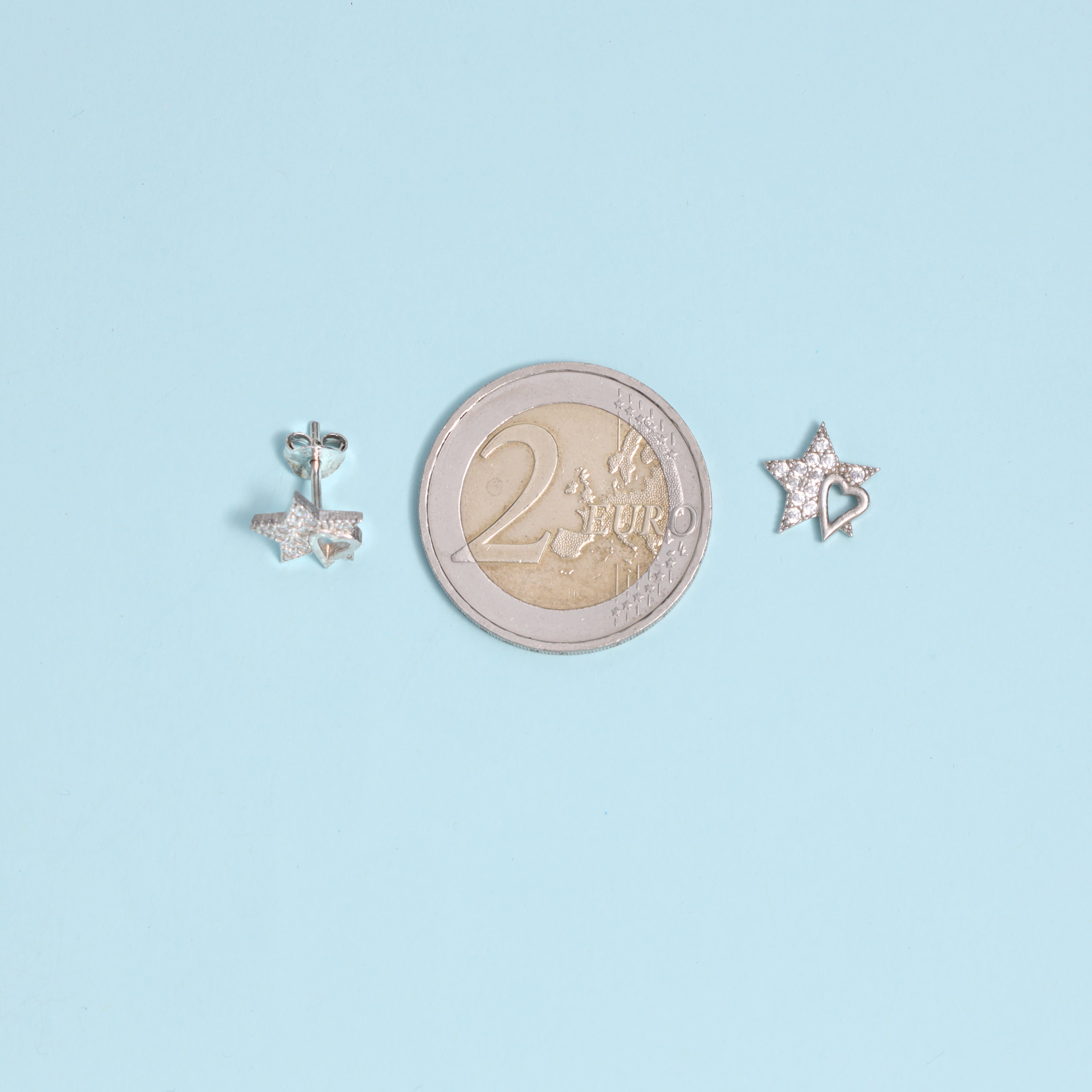 Damen Ohrringe Star mit Hertz aus 925 Sterlingsilber - Taipan Schmuck