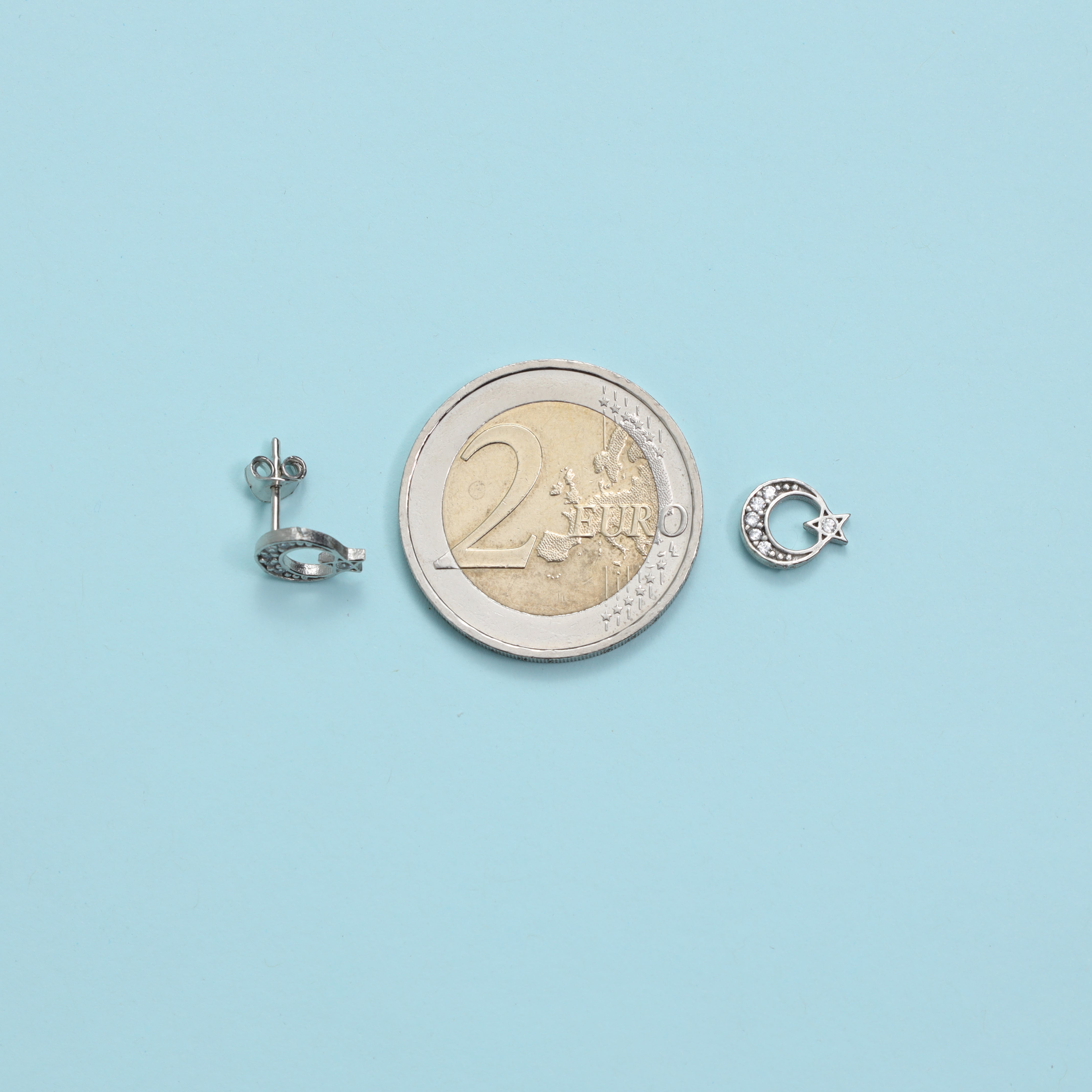 Türkei Ayyildiz Halbmond Stern Ohrstecker iced out Zirkonia Ohrringe aus 925 Sterlingsilber - Taipan Schmuck