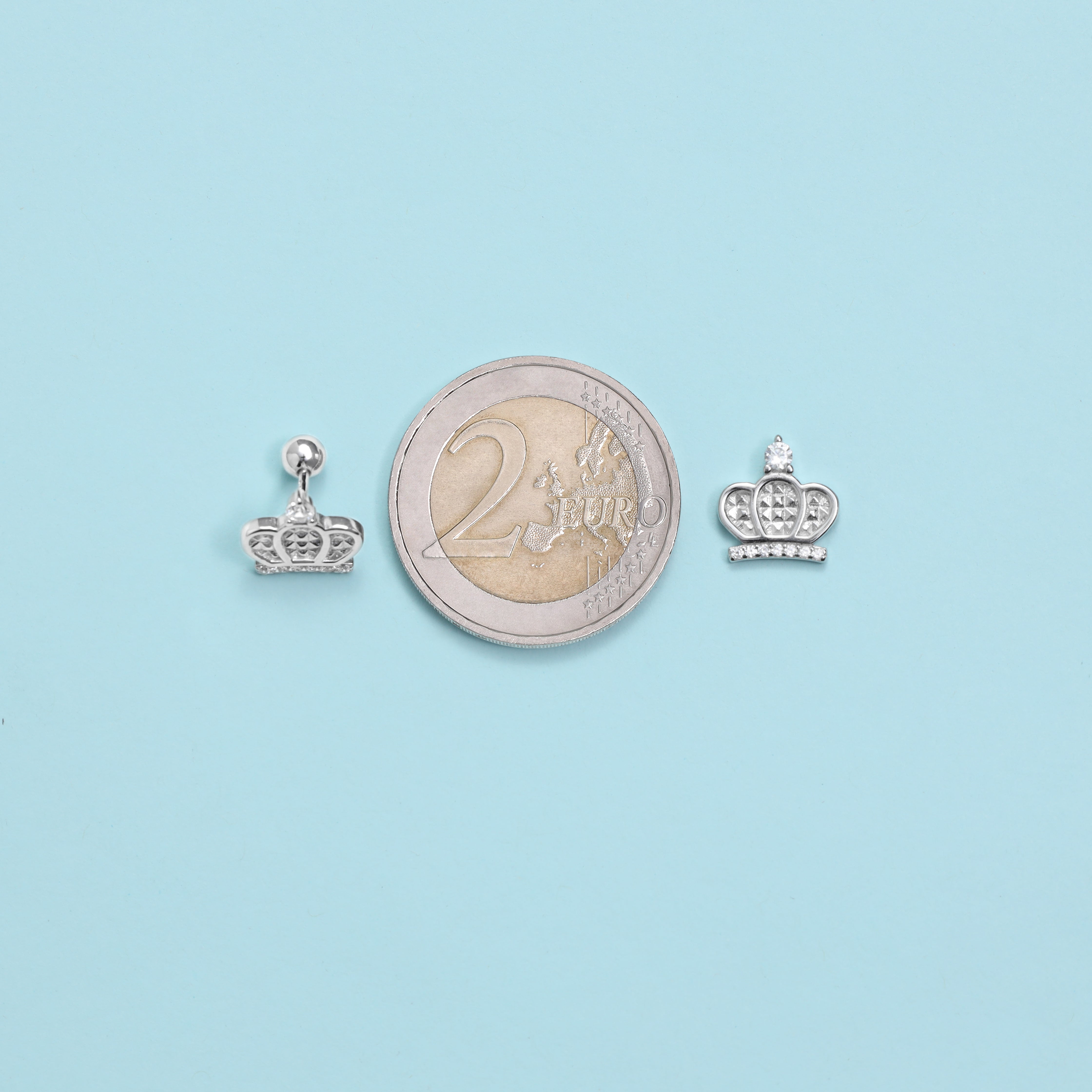 Crown King Krone Zirkonia Ohrstecker Ohrringe aus 925 Sterlingsilber - Taipan Schmuck
