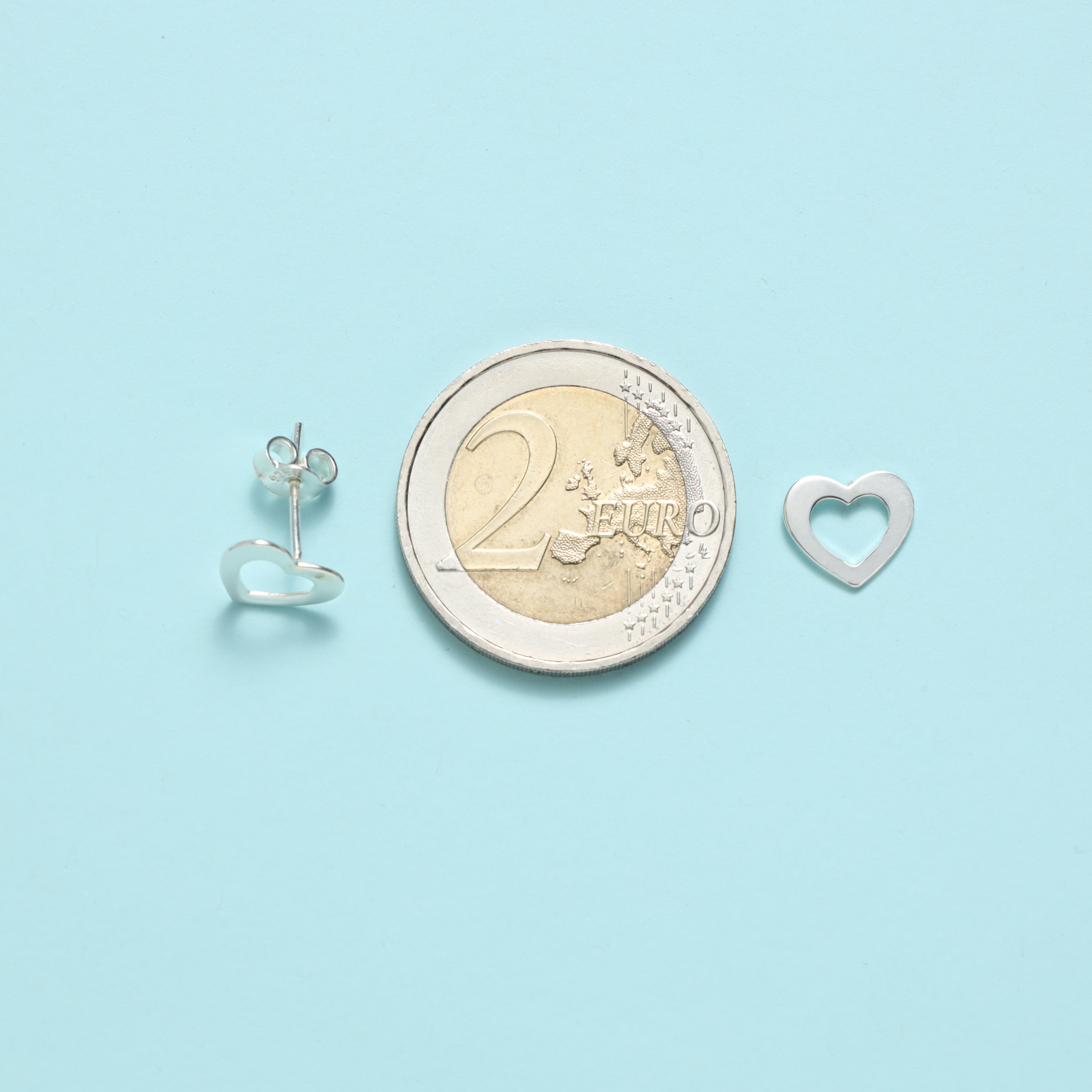 Schlichte Damen Ohrstecker Ohrringe offenes Herz aus 925 Sterlingsilber - Taipan Schmuck