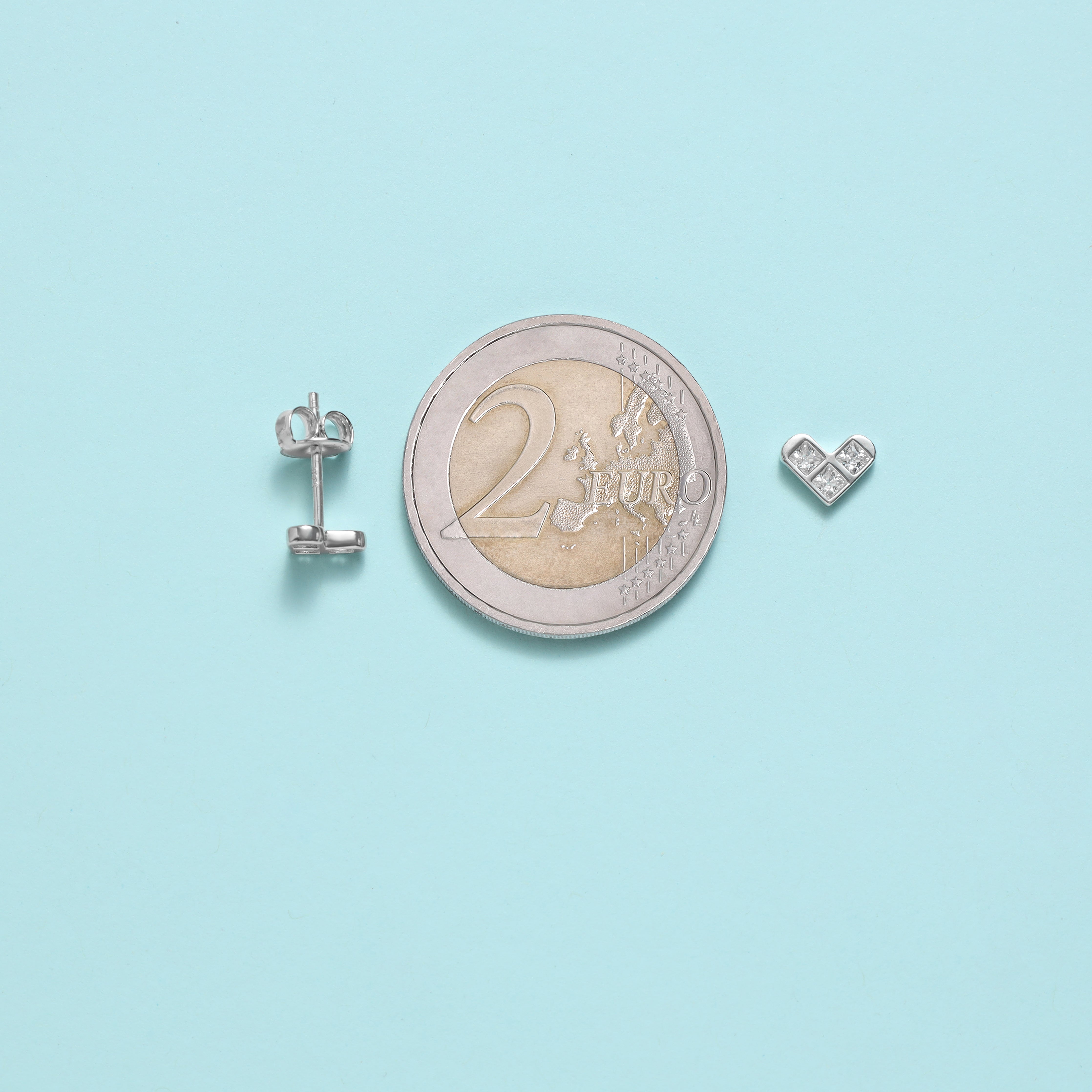 Damen herzförmige Zirkonia Ohrstecker Ohrringe aus 925 Sterlingsilber - Taipan Schmuck