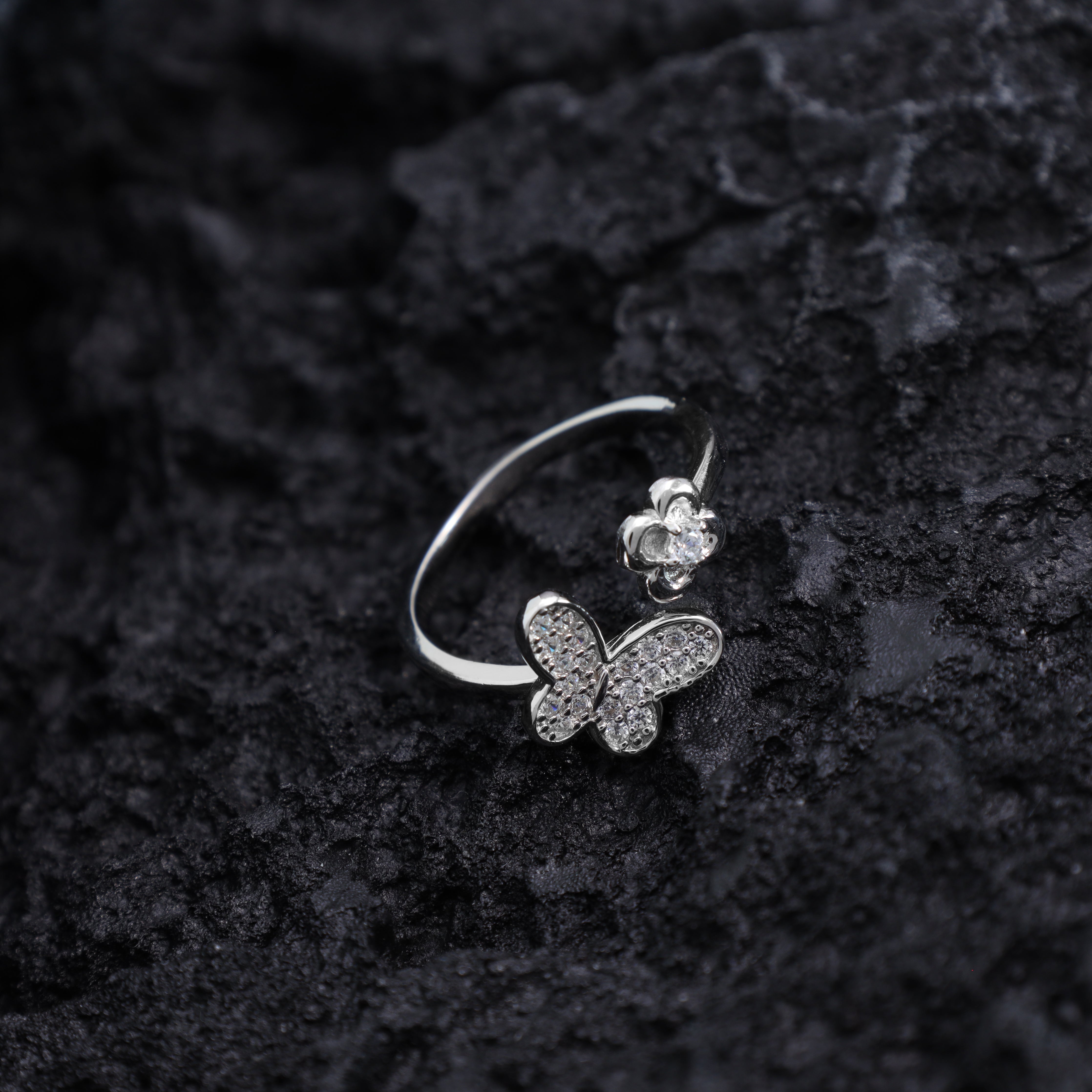 Super süßer Schmetterling Ring Damen Silberring mit Zirkonia aus 925 Sterlingsilber - Taipan Schmuck