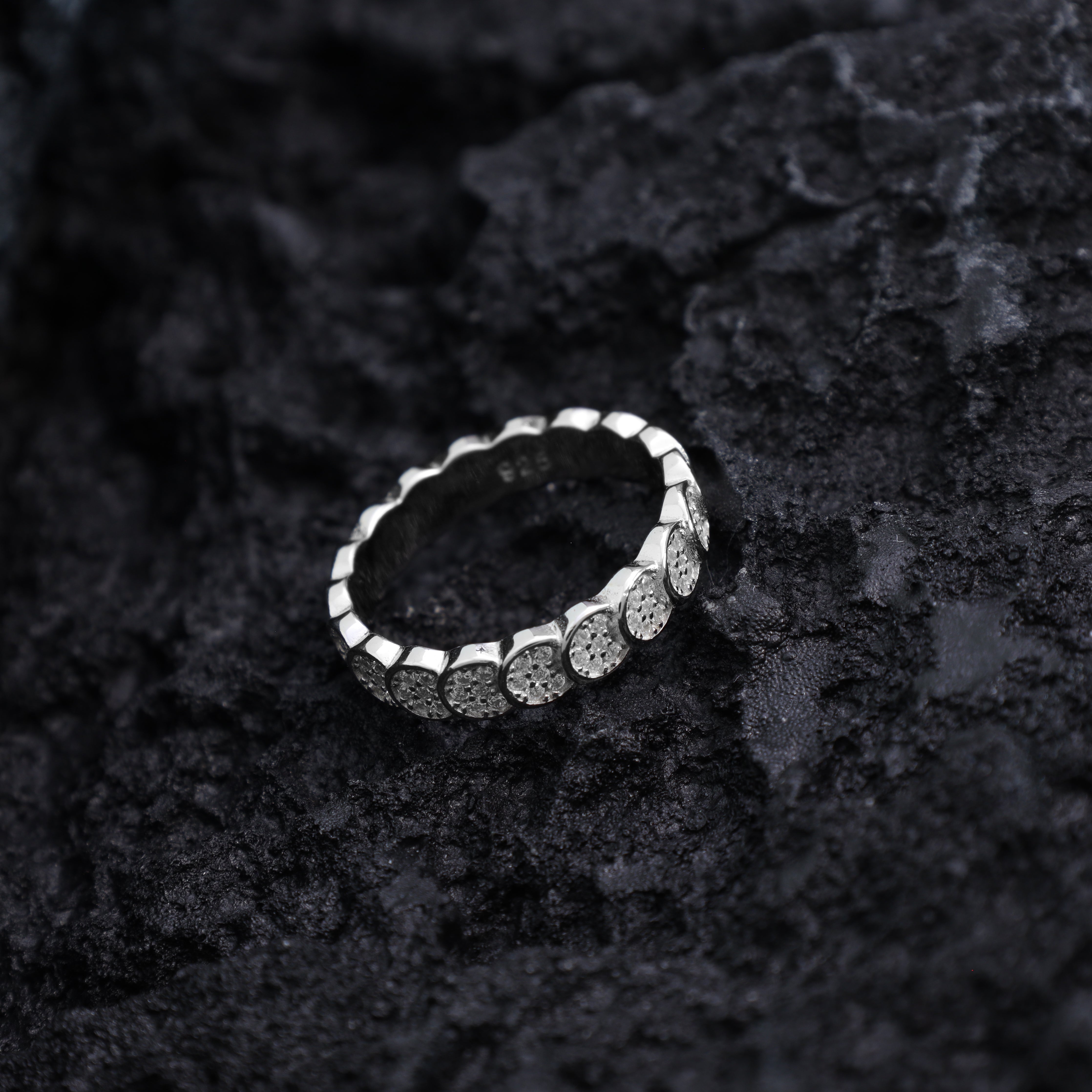 Damen Bandring Silberring Zirkonia Ring Gr. 6/7/8 aus 925 Sterlingsilber - Taipan Schmuck