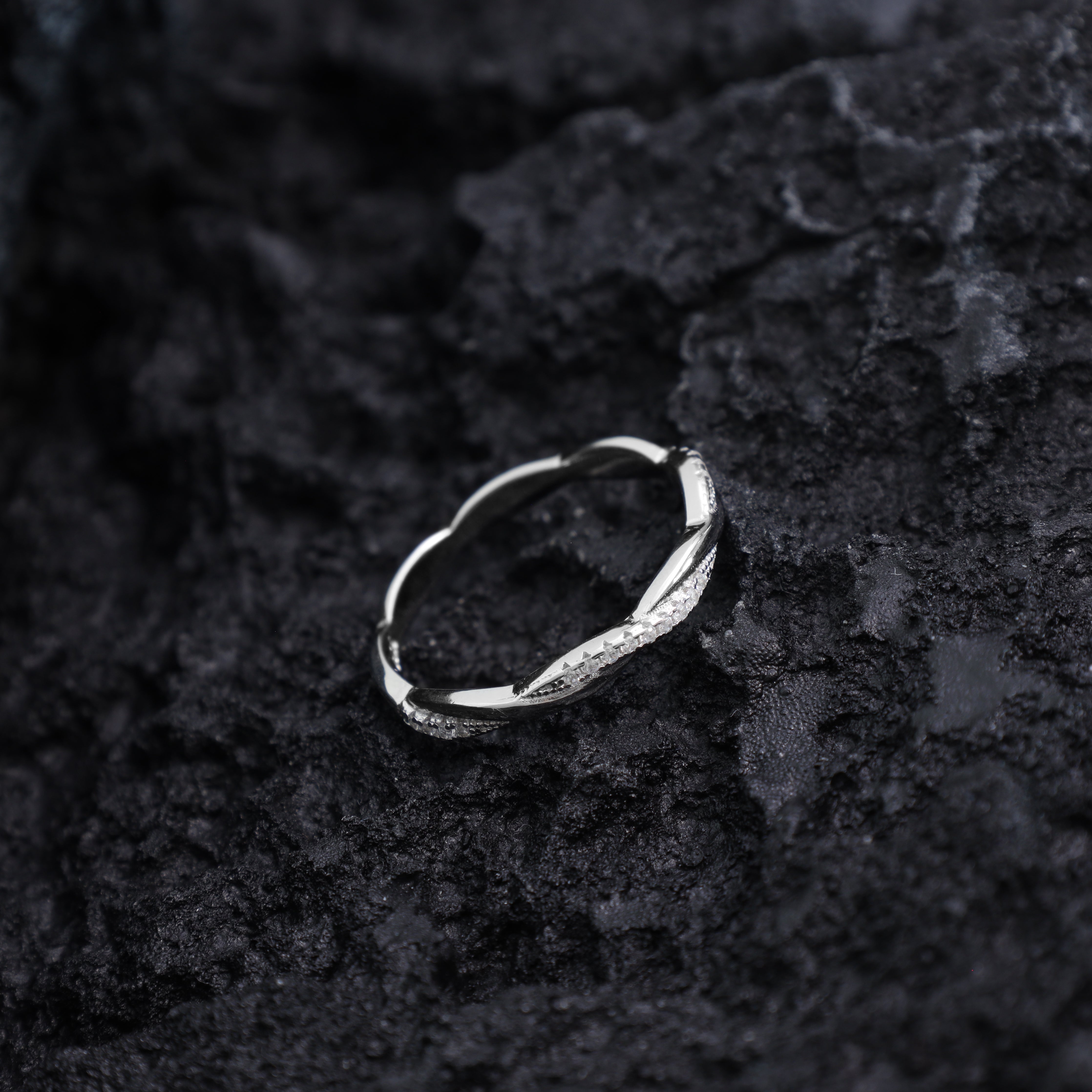 Damen Bandring Silberring Zirkonia Ring Größe 6-8 aus 925 Sterlingsilber - Taipan Schmuck