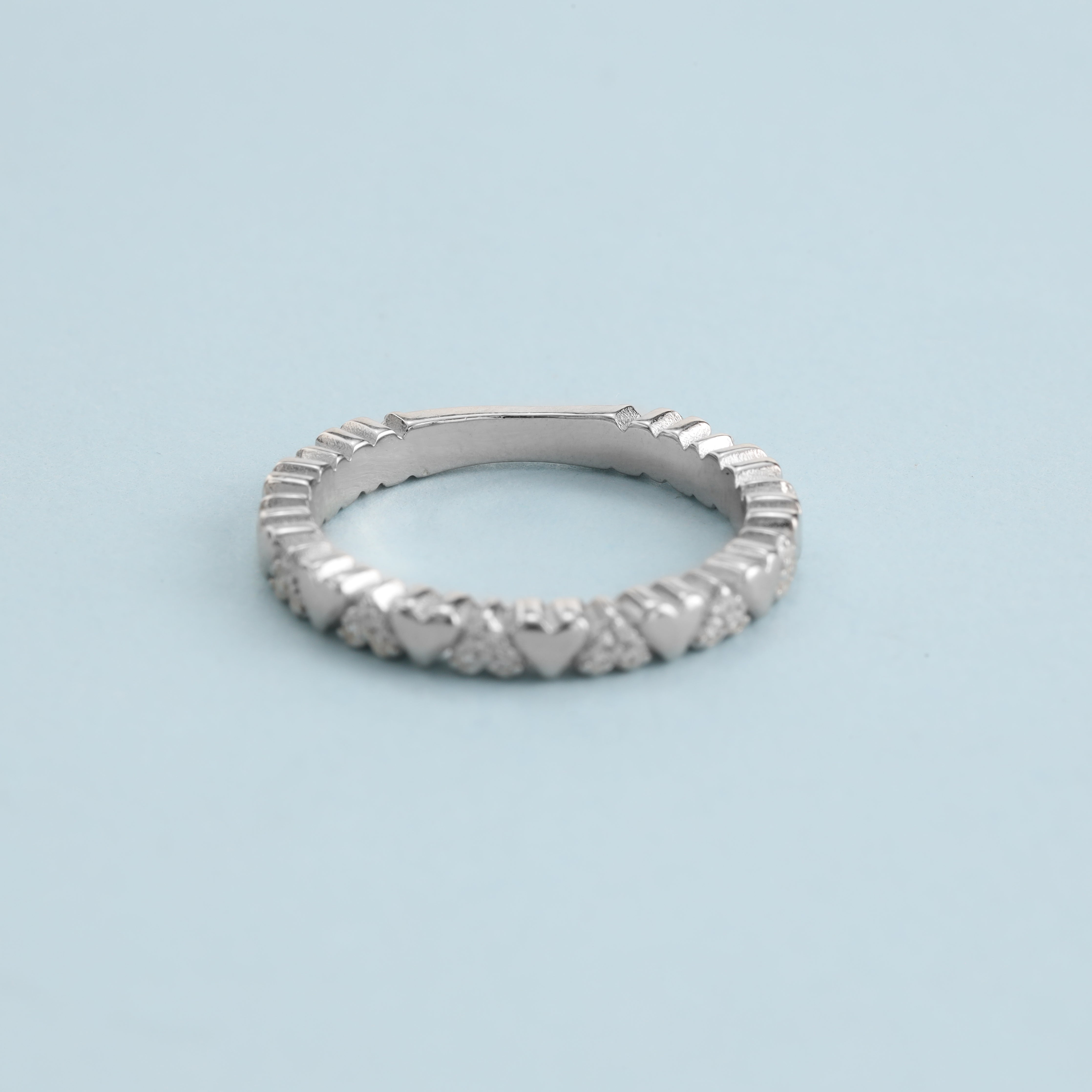 Bandring Damen Silberring Herz Motiv Zirkonia Ring Größe 6-9 aus 925 Sterlingsilber - Taipan Schmuck