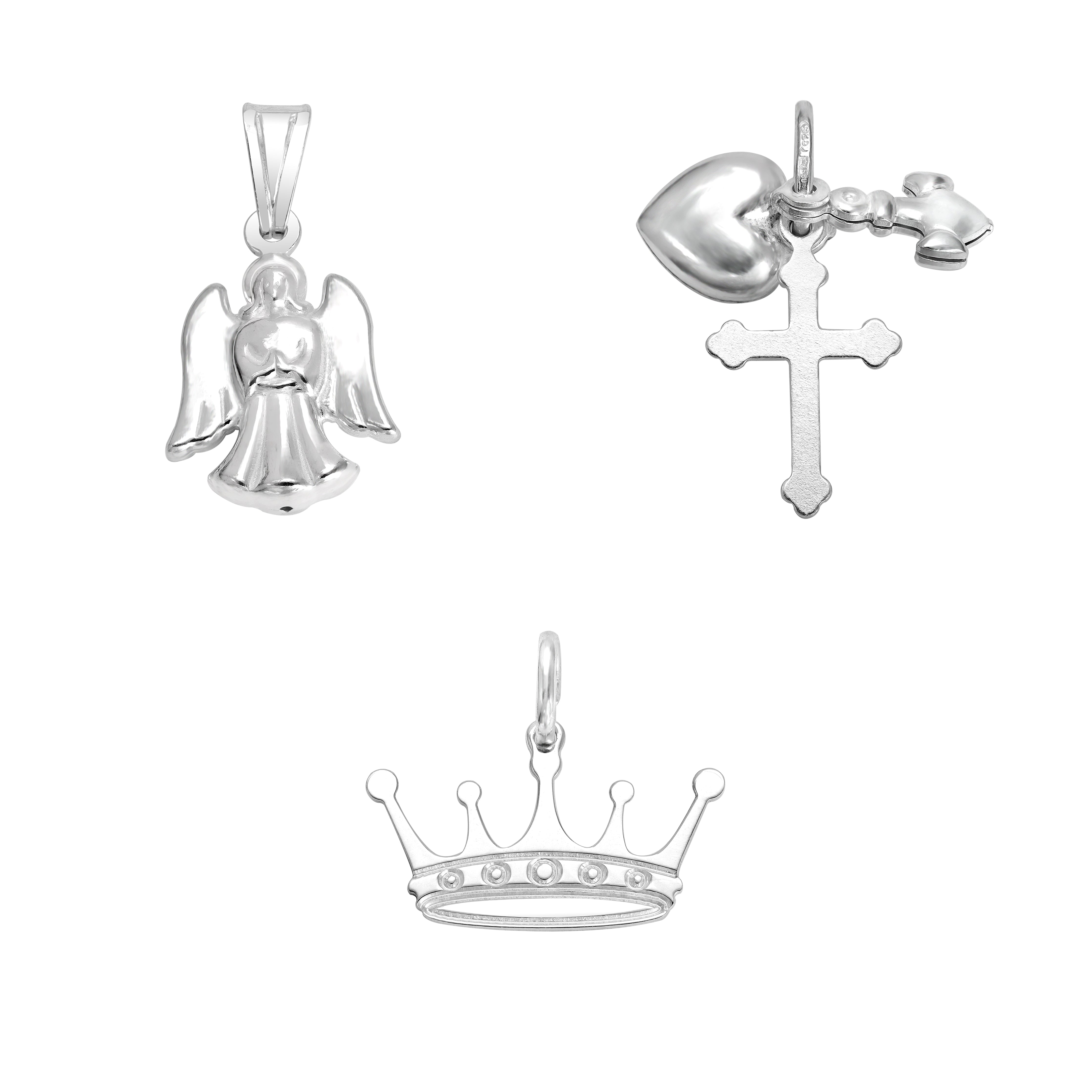 Verschiedene Anhänger aus 925 Sterlingsilber Herz Kreuz Anker / Krone / Engel - Taipan Schmuck