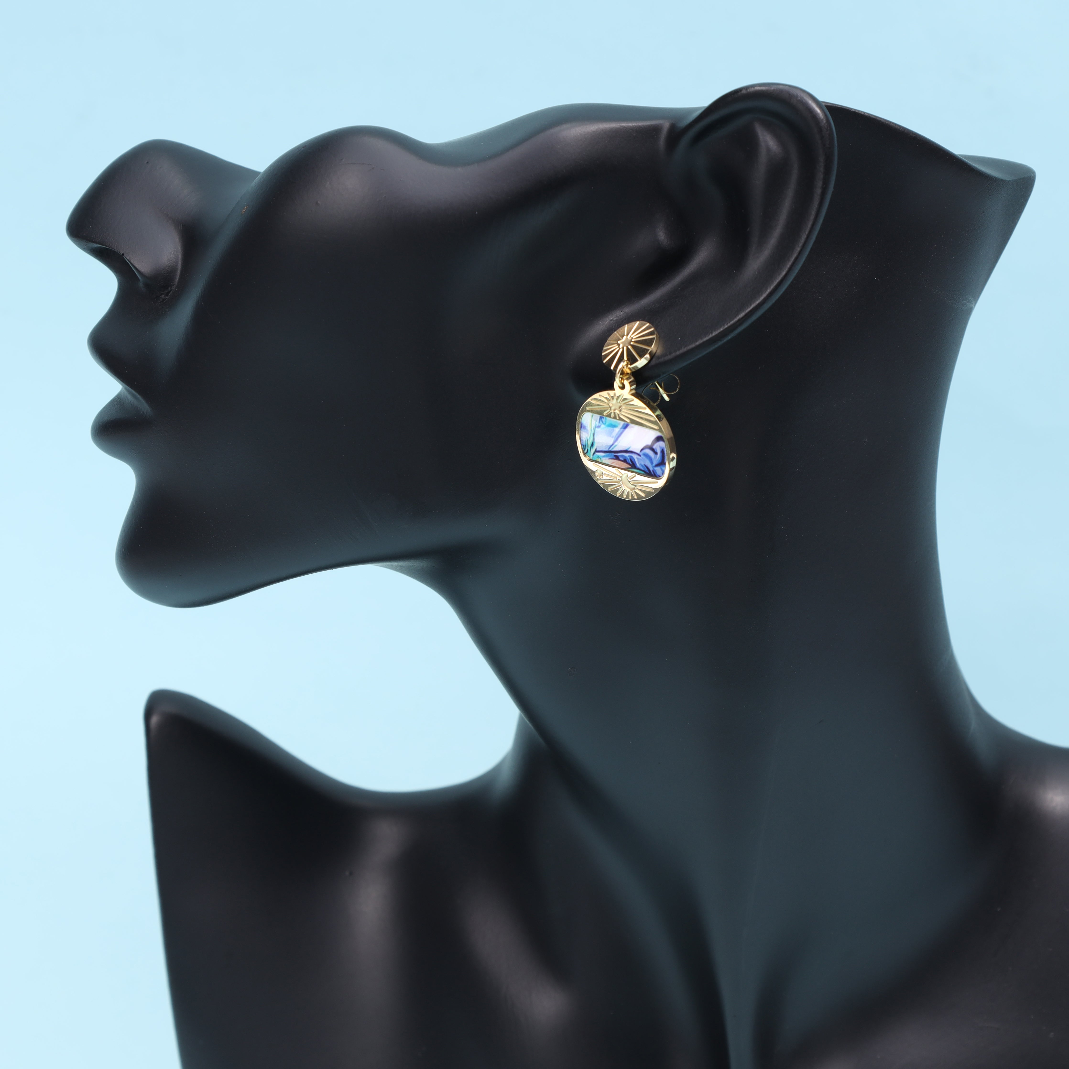 Damen Sterne & Mond Ohrringe aus Edelstahl 18K Vergoldet - Taipan Schmuck