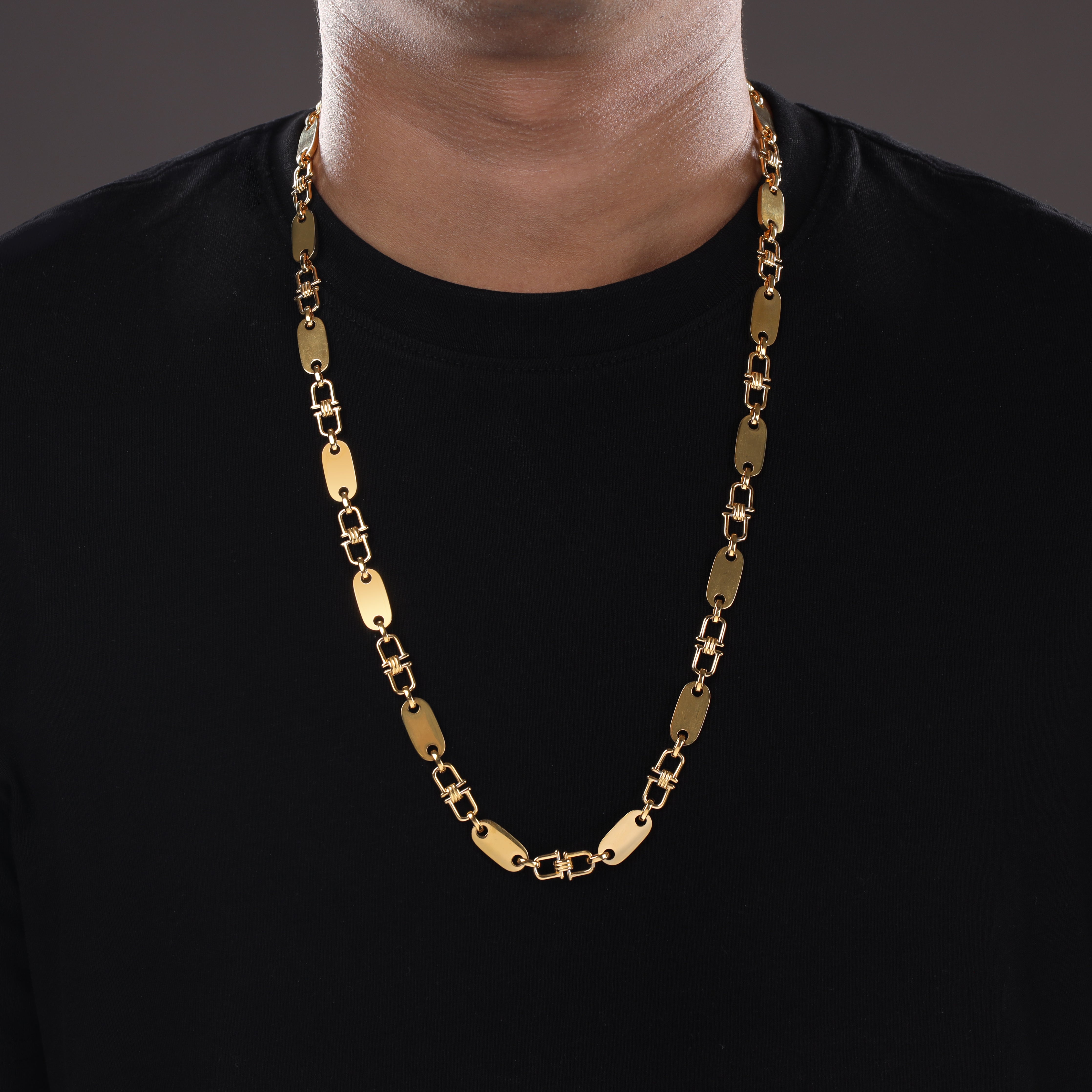 8,5mm Plattenkette aus Edelstahl 18K Vergoldet - Taipan Schmuck