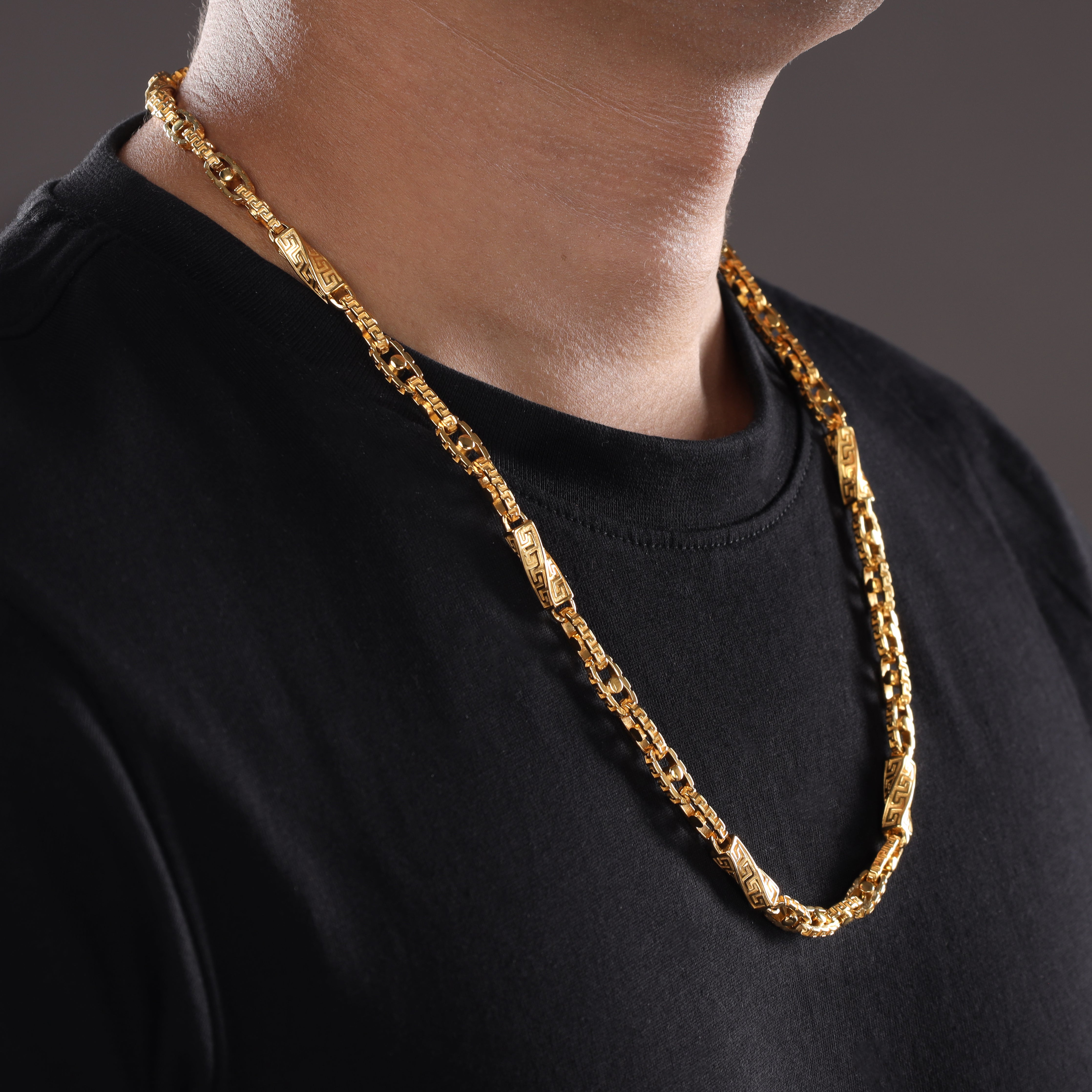 Santorini Kette 6mm breit 60/70cm lang aus Edelstahl 18K Vergoldet - Taipan Schmuck