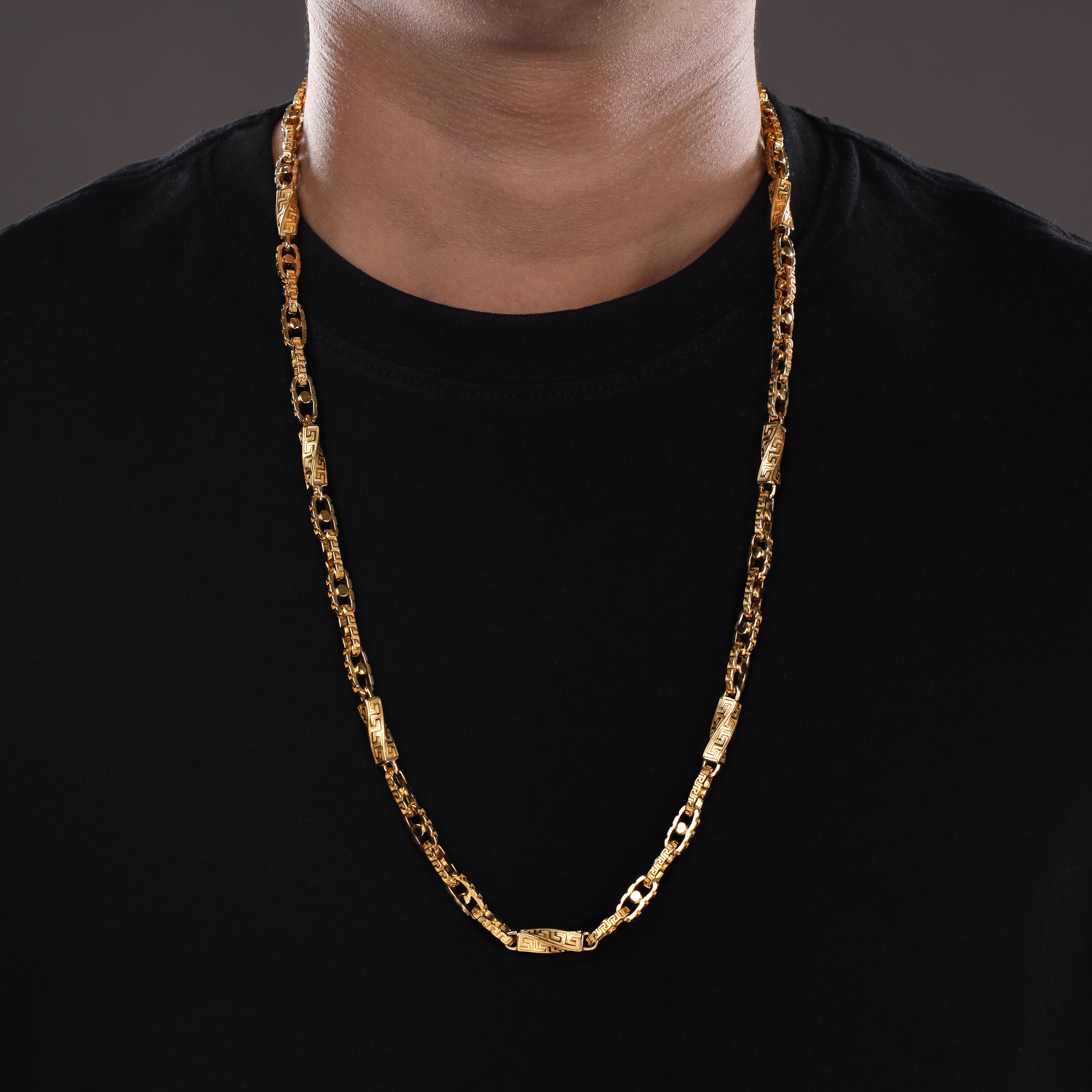 Santorini Kette 6mm breit 60/70cm lang aus Edelstahl 18K Vergoldet - Taipan Schmuck