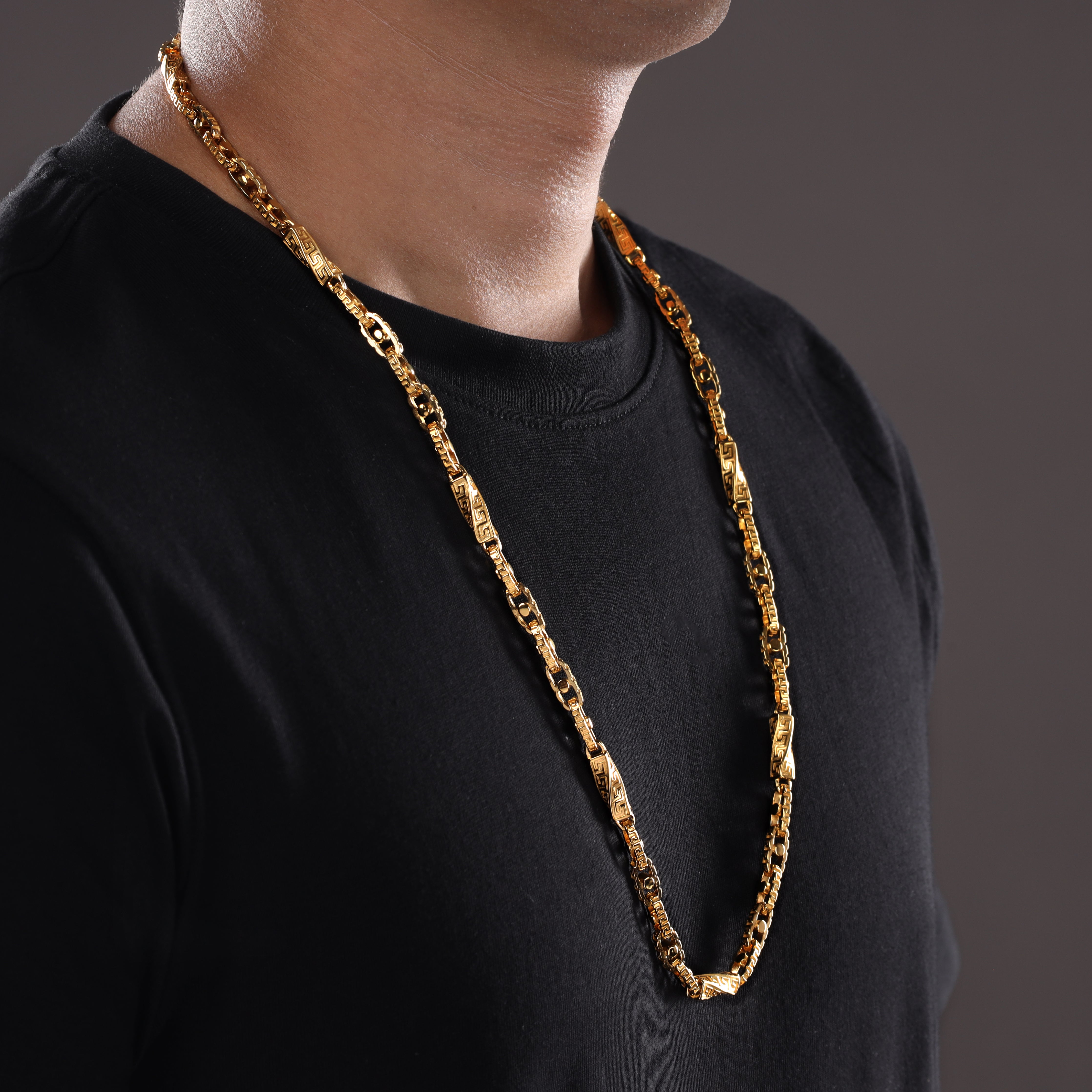 Santorini Kette 6mm breit 60/70cm lang aus Edelstahl 18K Vergoldet - Taipan Schmuck