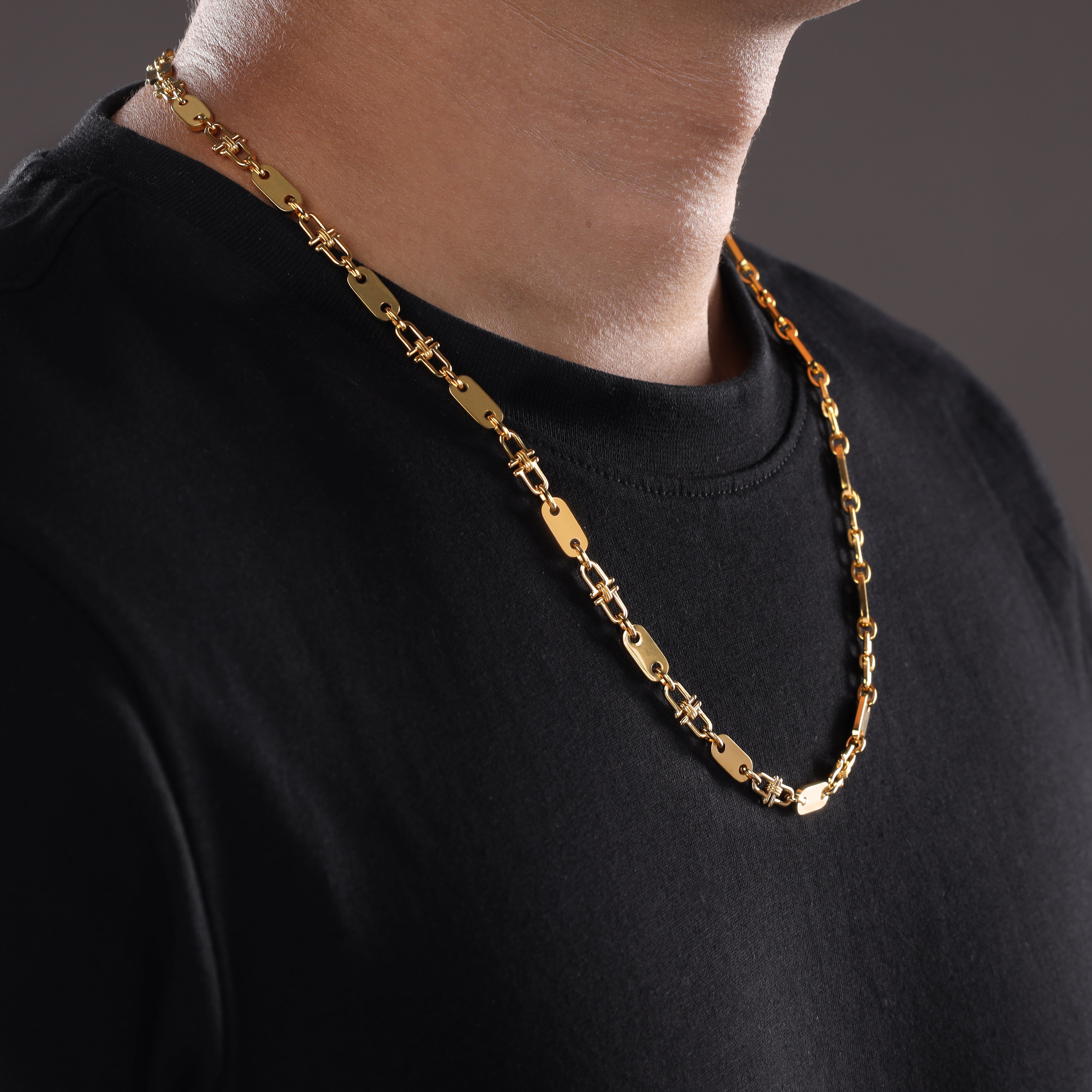 5mm Plattenkette aus Edelstahl 18K Vergoldet - Taipan Schmuck