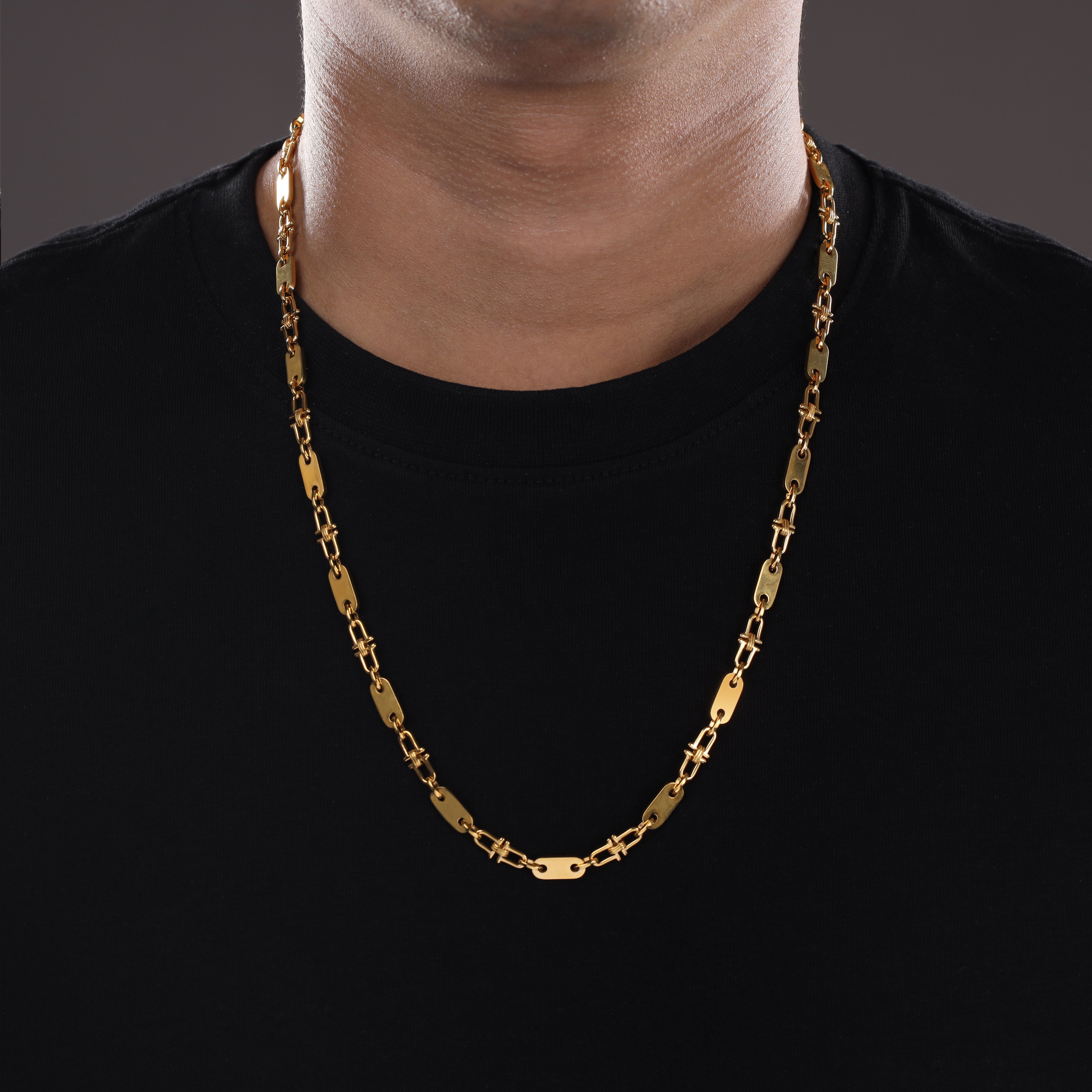 5mm Plattenkette aus Edelstahl 18K Vergoldet - Taipan Schmuck