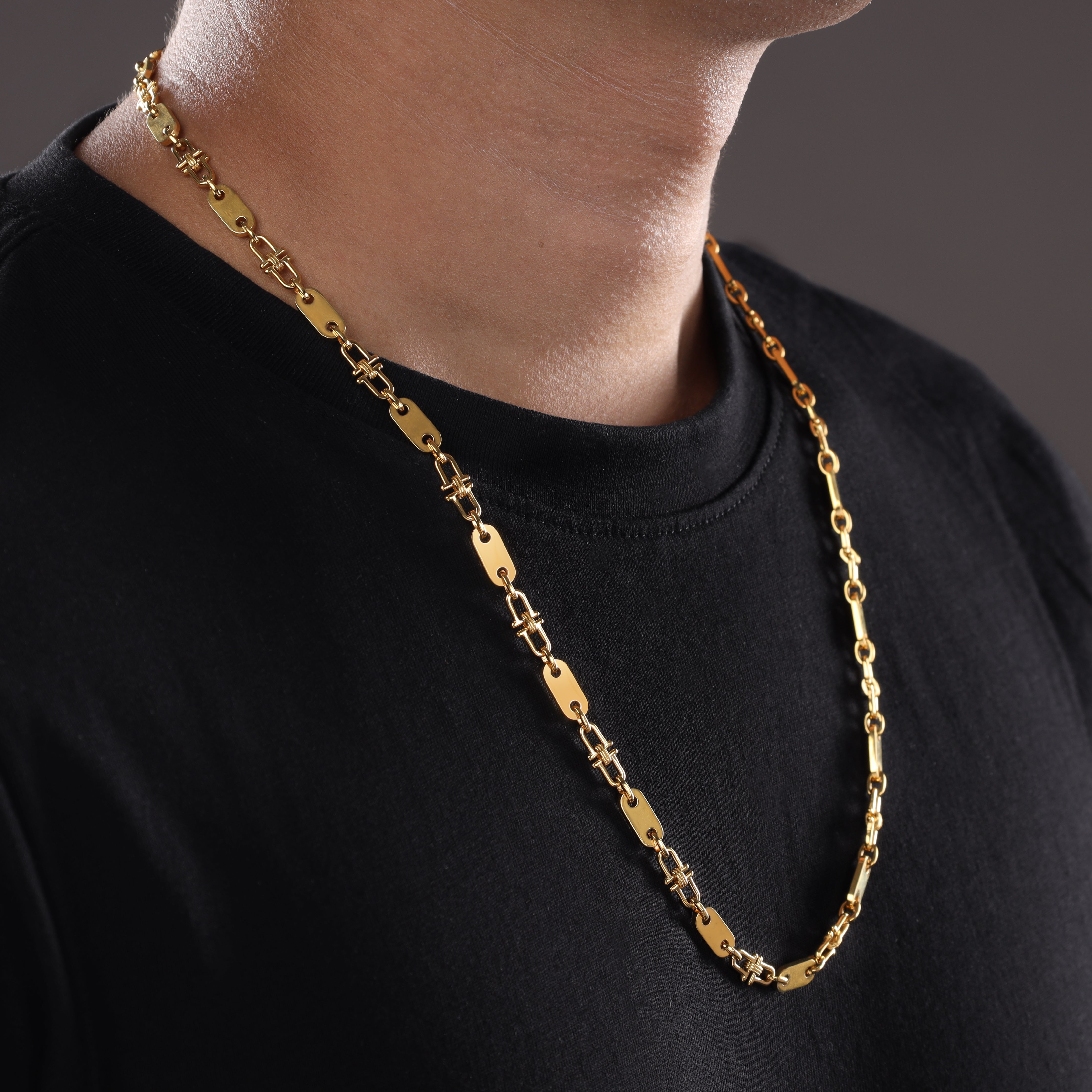 5mm Plattenkette aus Edelstahl 18K Vergoldet - Taipan Schmuck