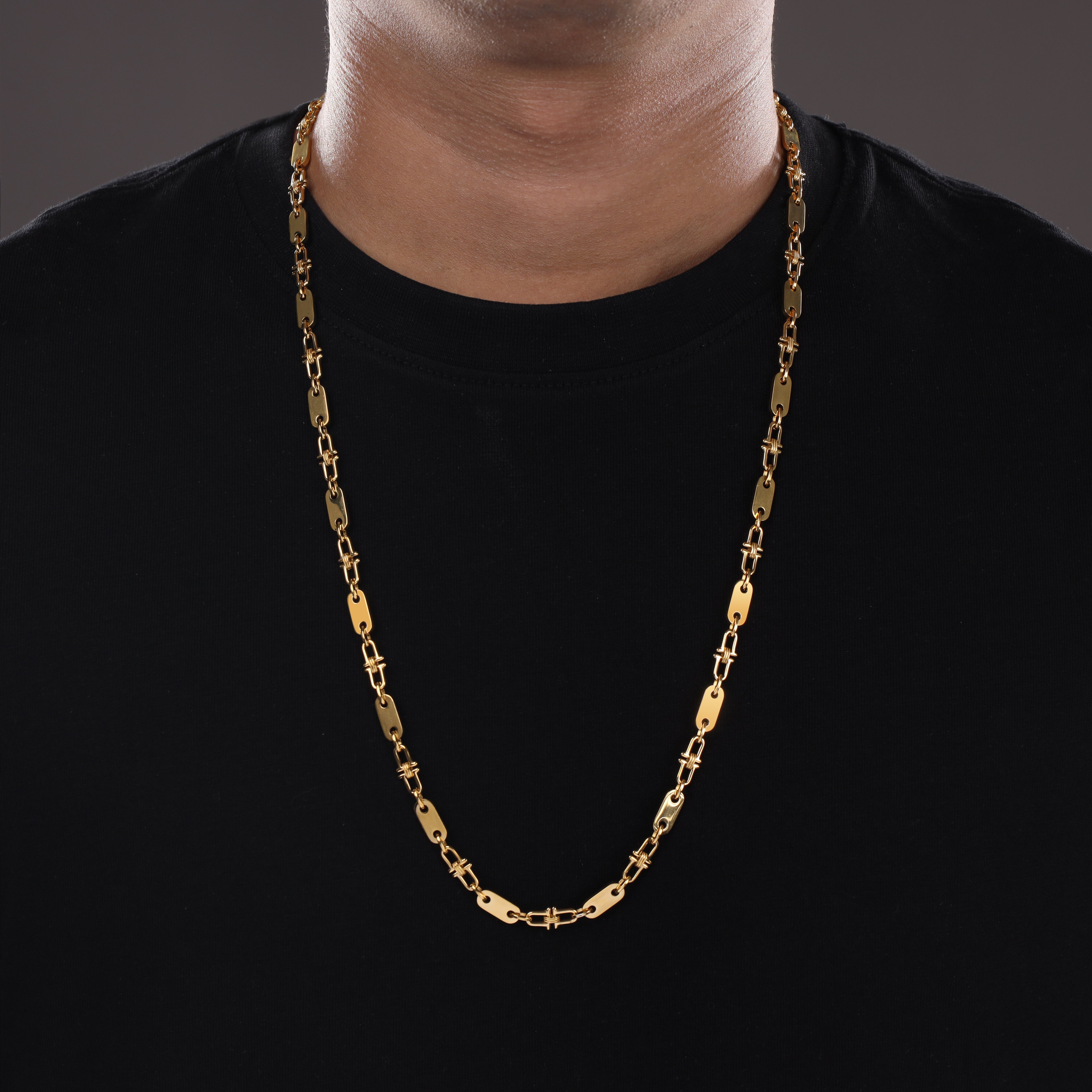 5mm Plattenkette aus Edelstahl 18K Vergoldet - Taipan Schmuck