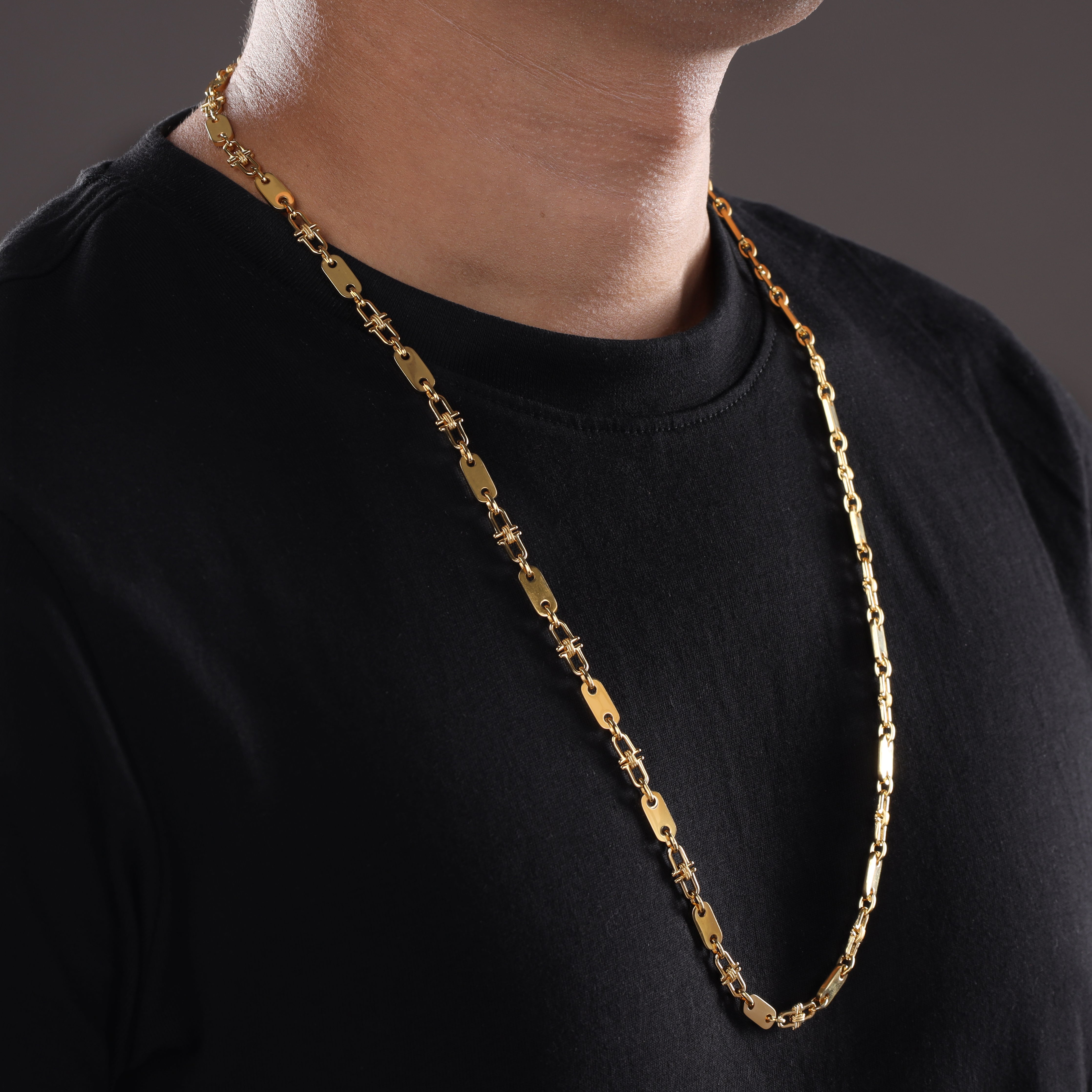 5mm Plattenkette aus Edelstahl 18K Vergoldet - Taipan Schmuck