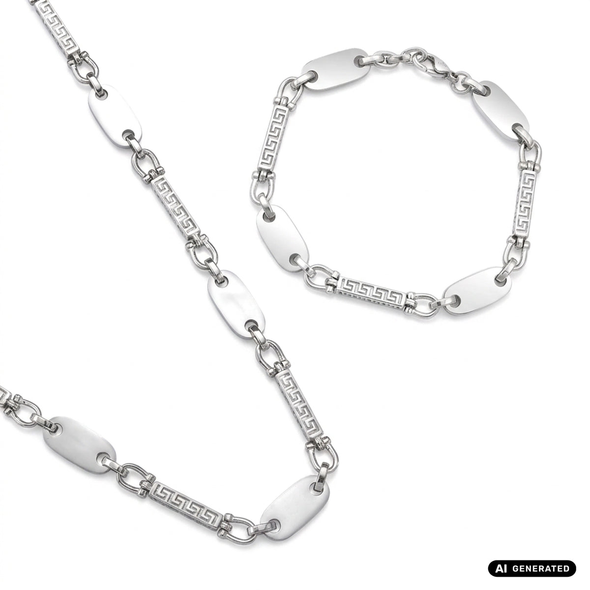Set Santorini Plattenkette 8,5mm breit aus Edelstahl
