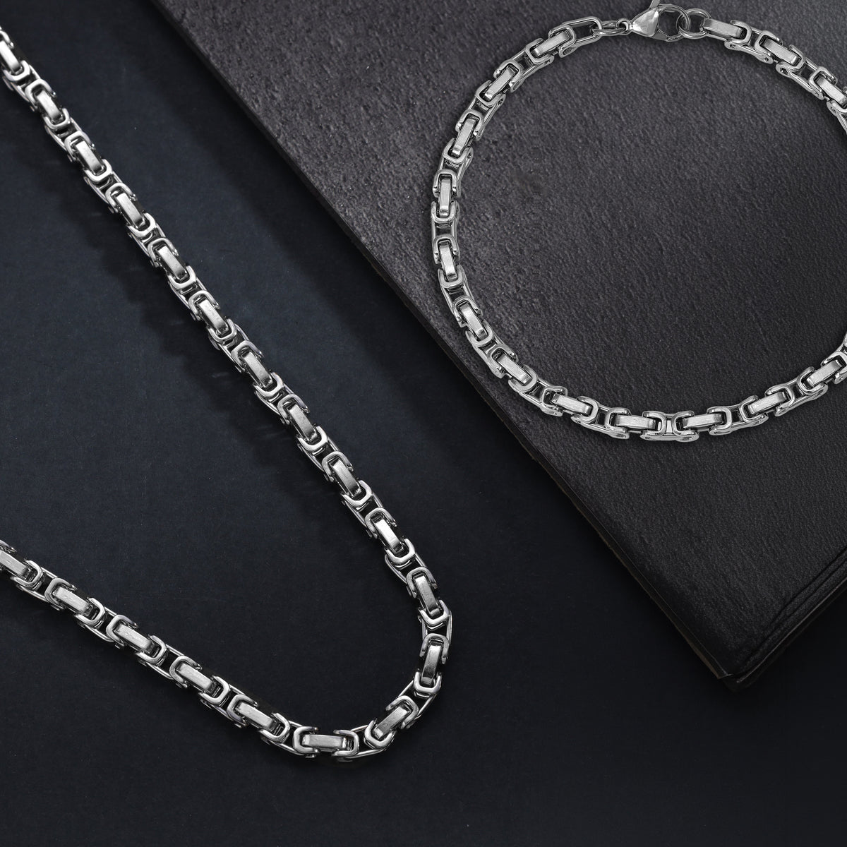 Set - Kette + Armband 4mm Königskette aus Edelstahl