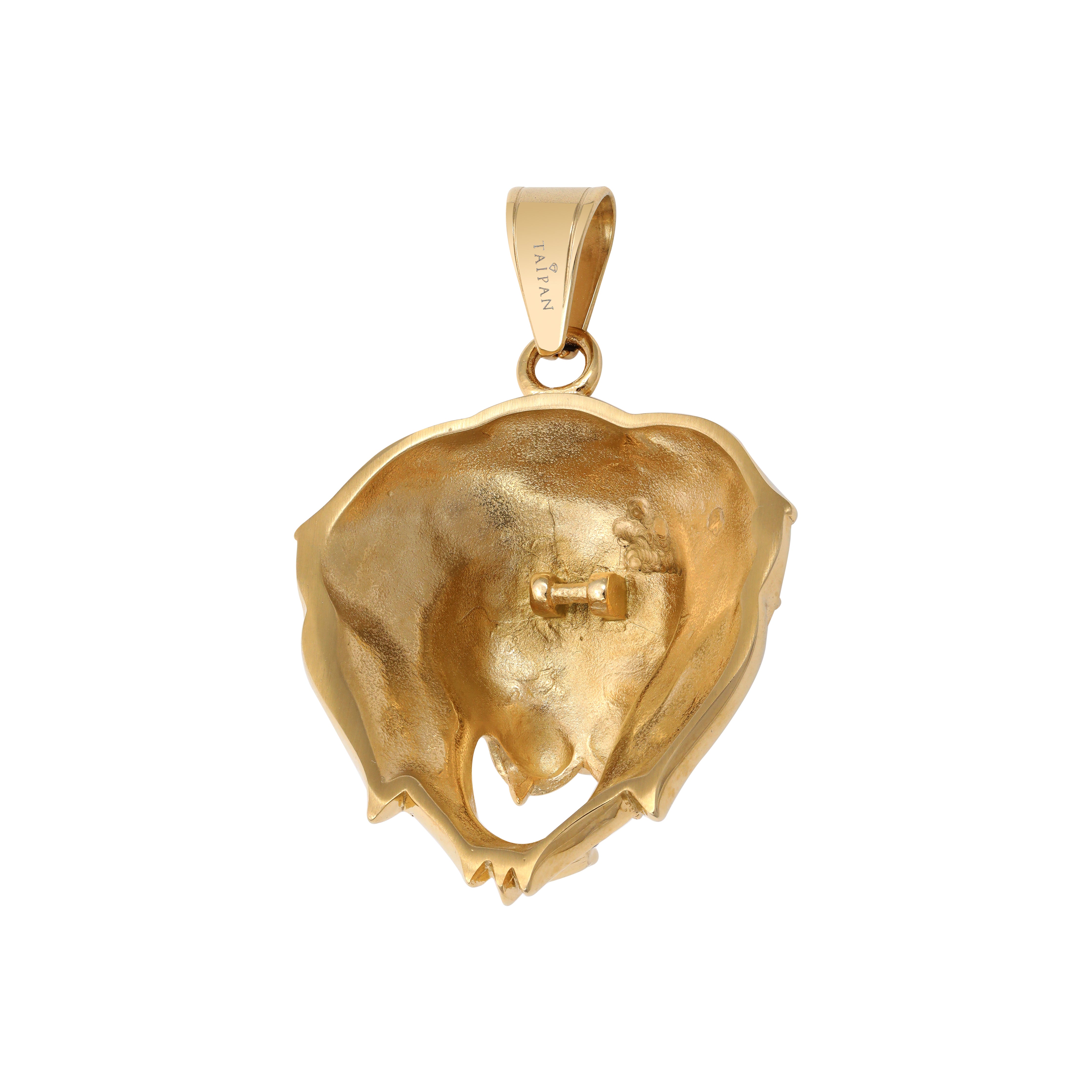 Großer Iced Out Stil Löwe Anhänger aus Edelstahl 18K Vergoldet - Taipan Schmuck