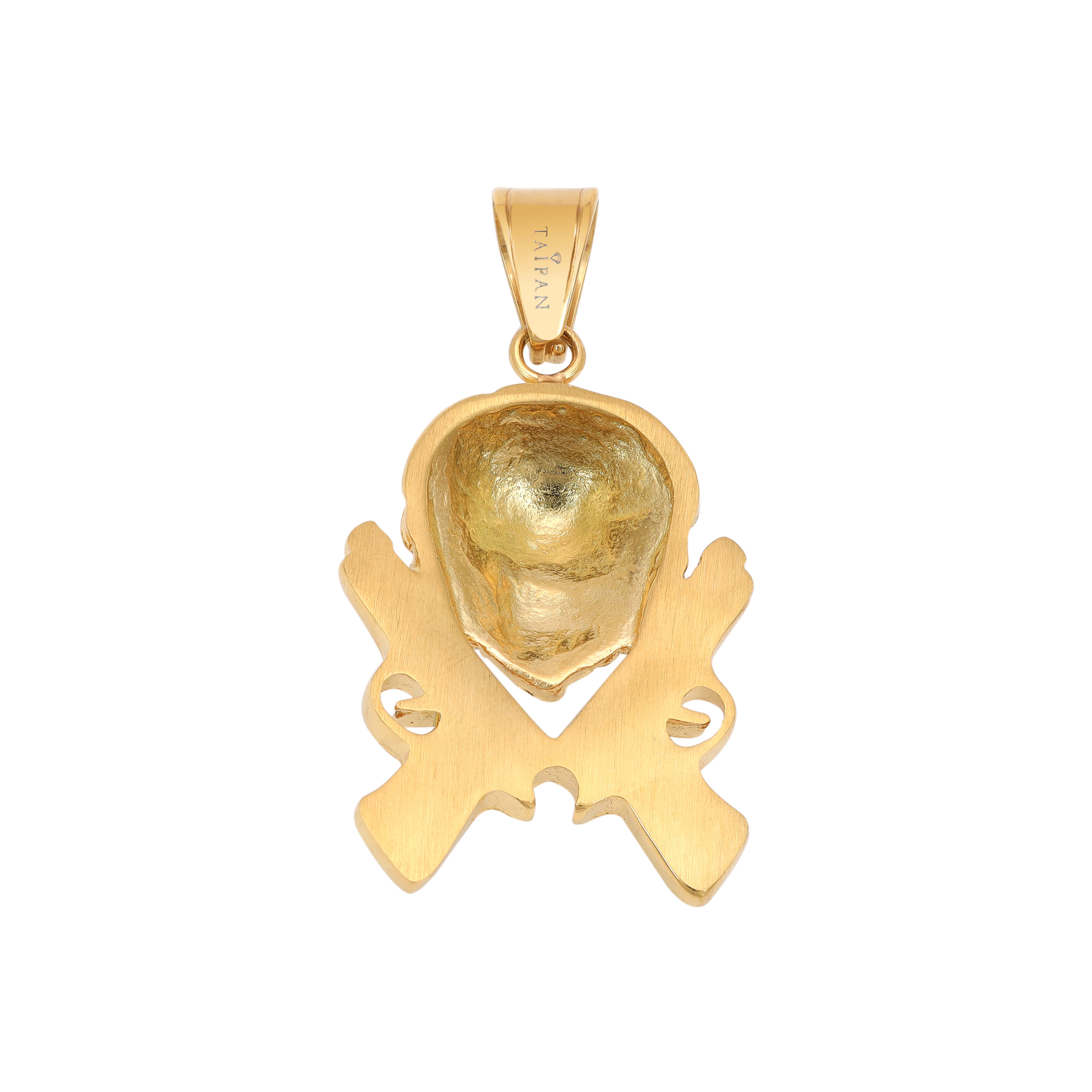 Löwe mit Pistolen Anhänger aus Edelstahl 18K vergoldet - Taipan Schmuck