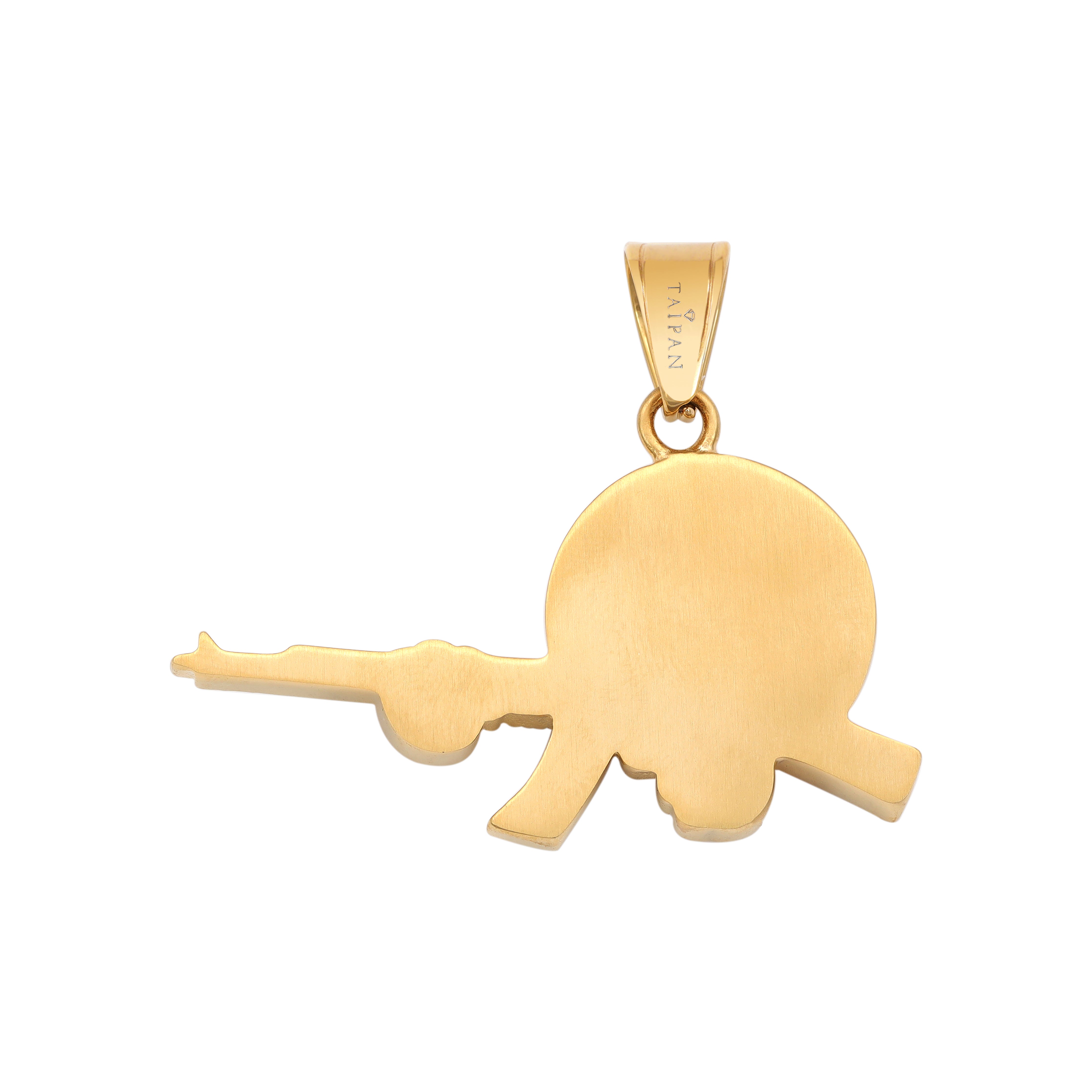 AK47 Anhänger iced out Stil aus Edelstahl 18K Vergoldet - Taipan Schmuck