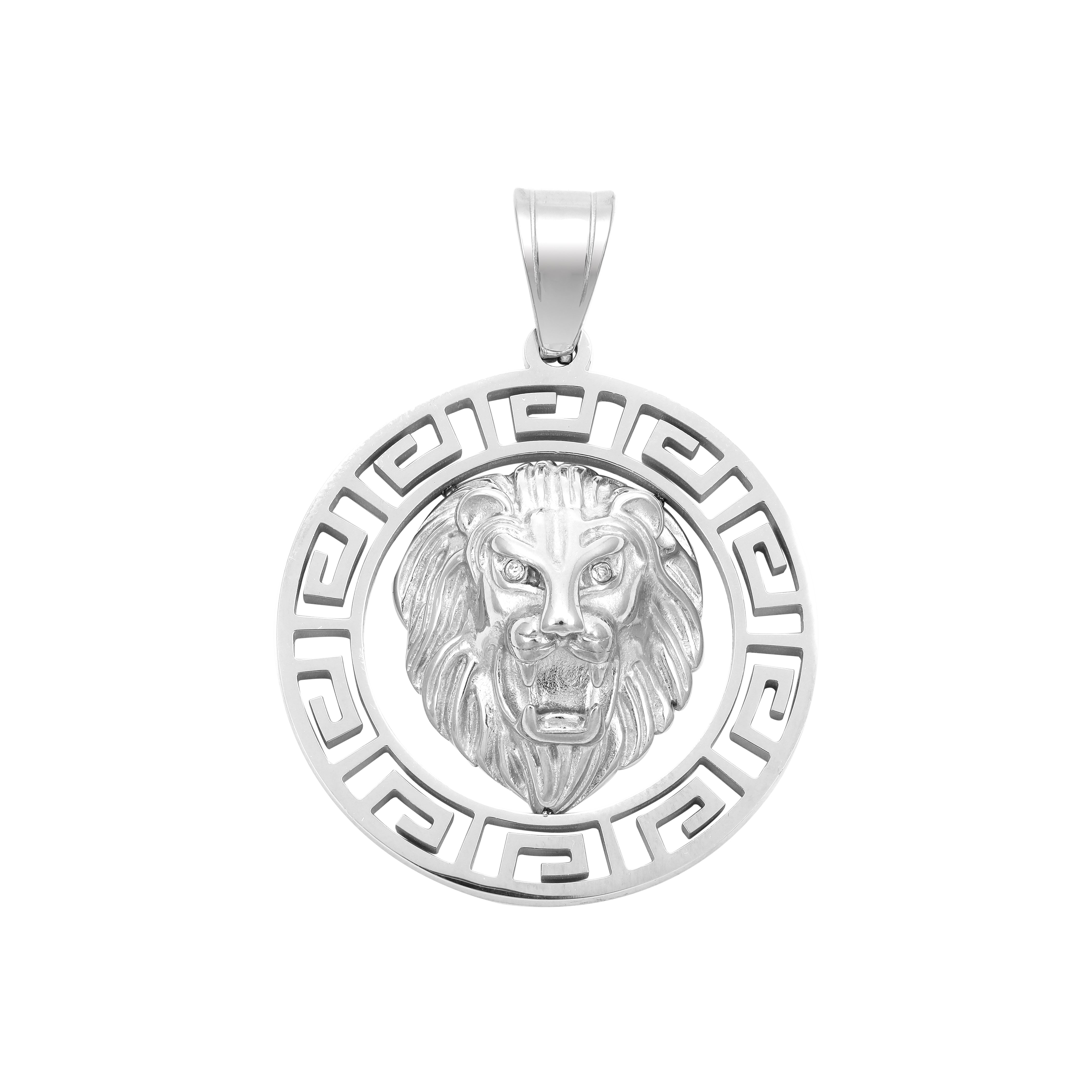 Löwe mit Greek Design Anhänger aus Edelstahl - Taipan Schmuck