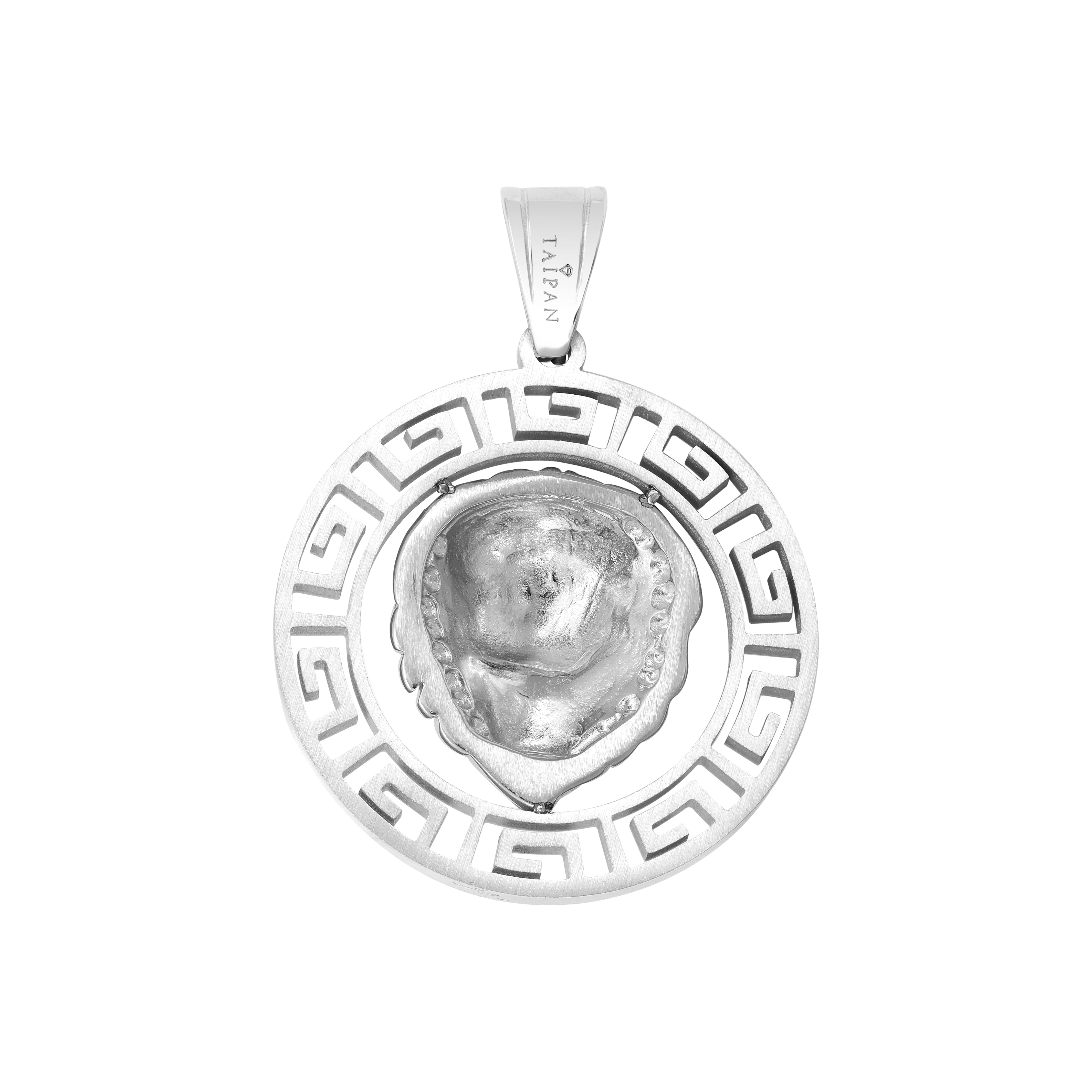 Löwe mit Greek Design Anhänger aus Edelstahl - Taipan Schmuck