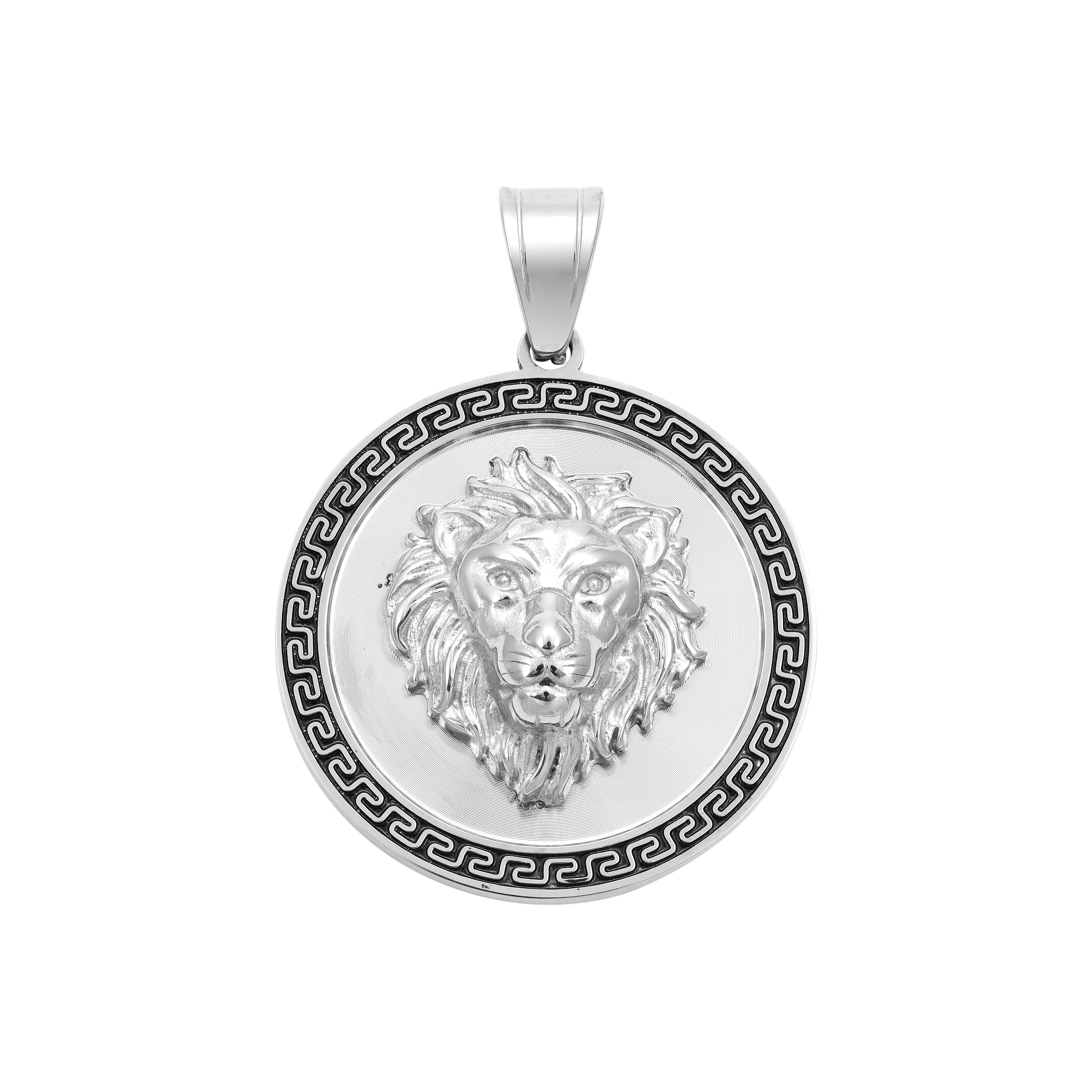 Löwe mit Greek Design Anhänger aus Edelstahl - Taipan Schmuck