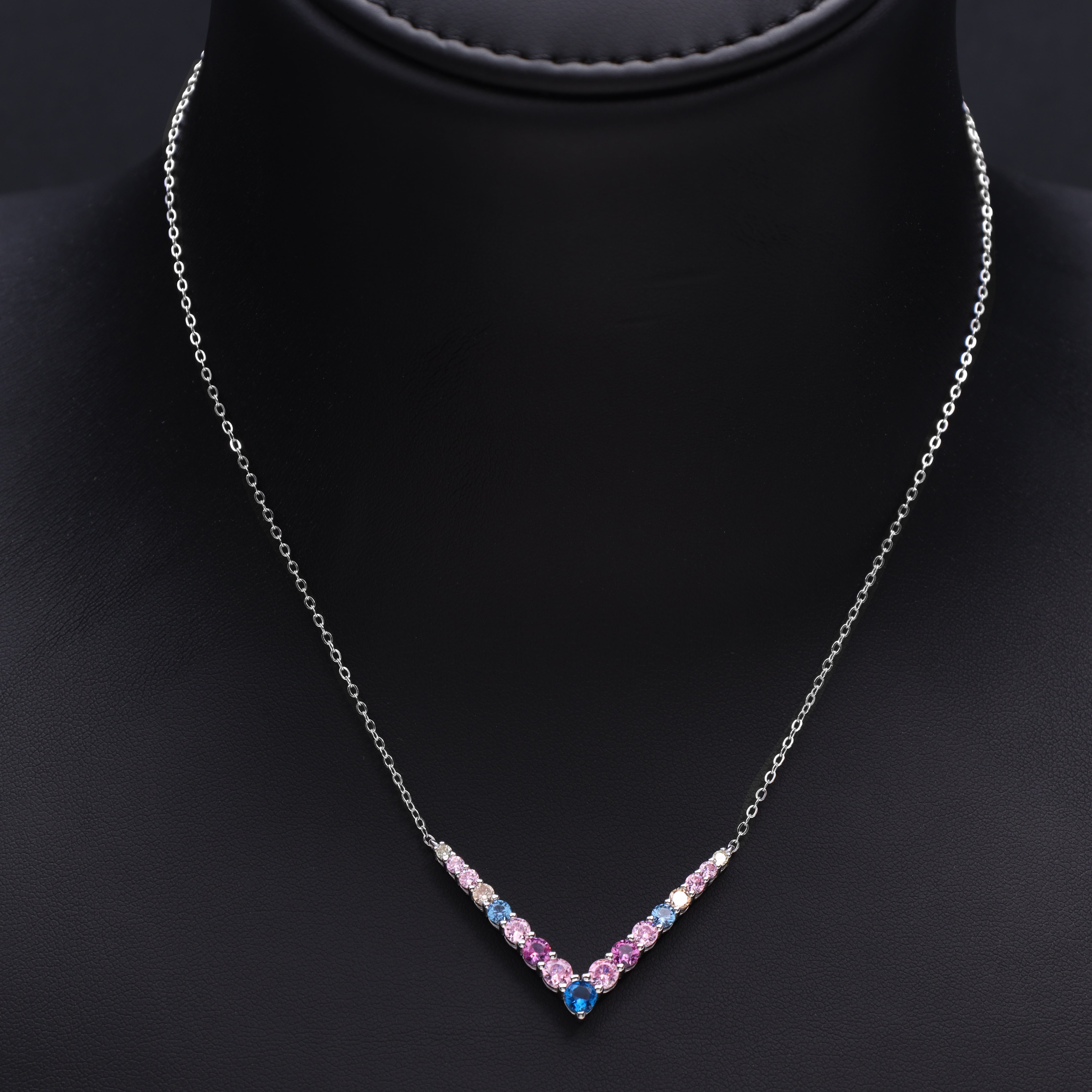 Damen Ankerkette mit Farbverlauf 40cm lang 925 Sterlingsilber