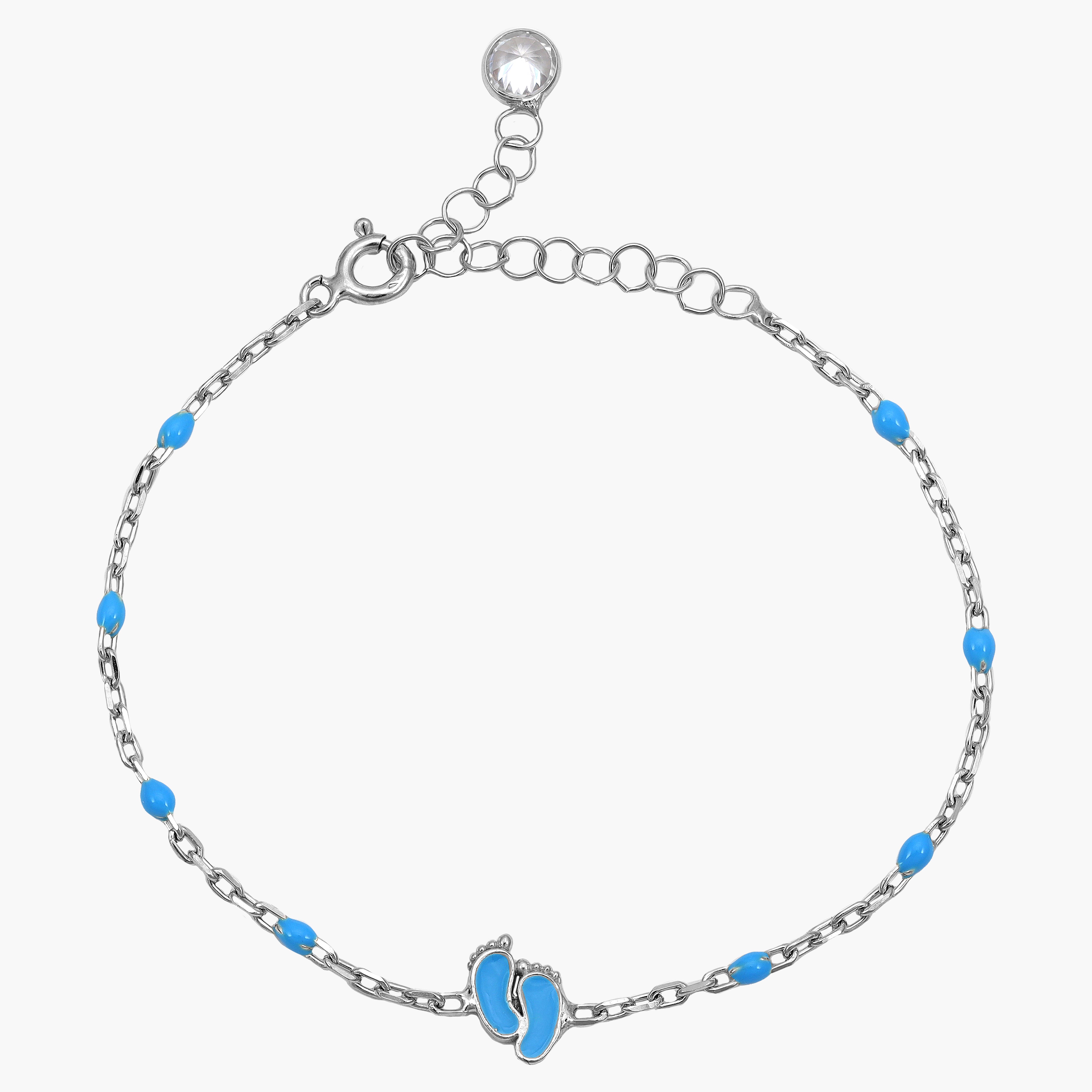 Damen Ankerkette Armband Baby Boy Füße Baby Shower - 925 Silber - Taipan Schmuck
