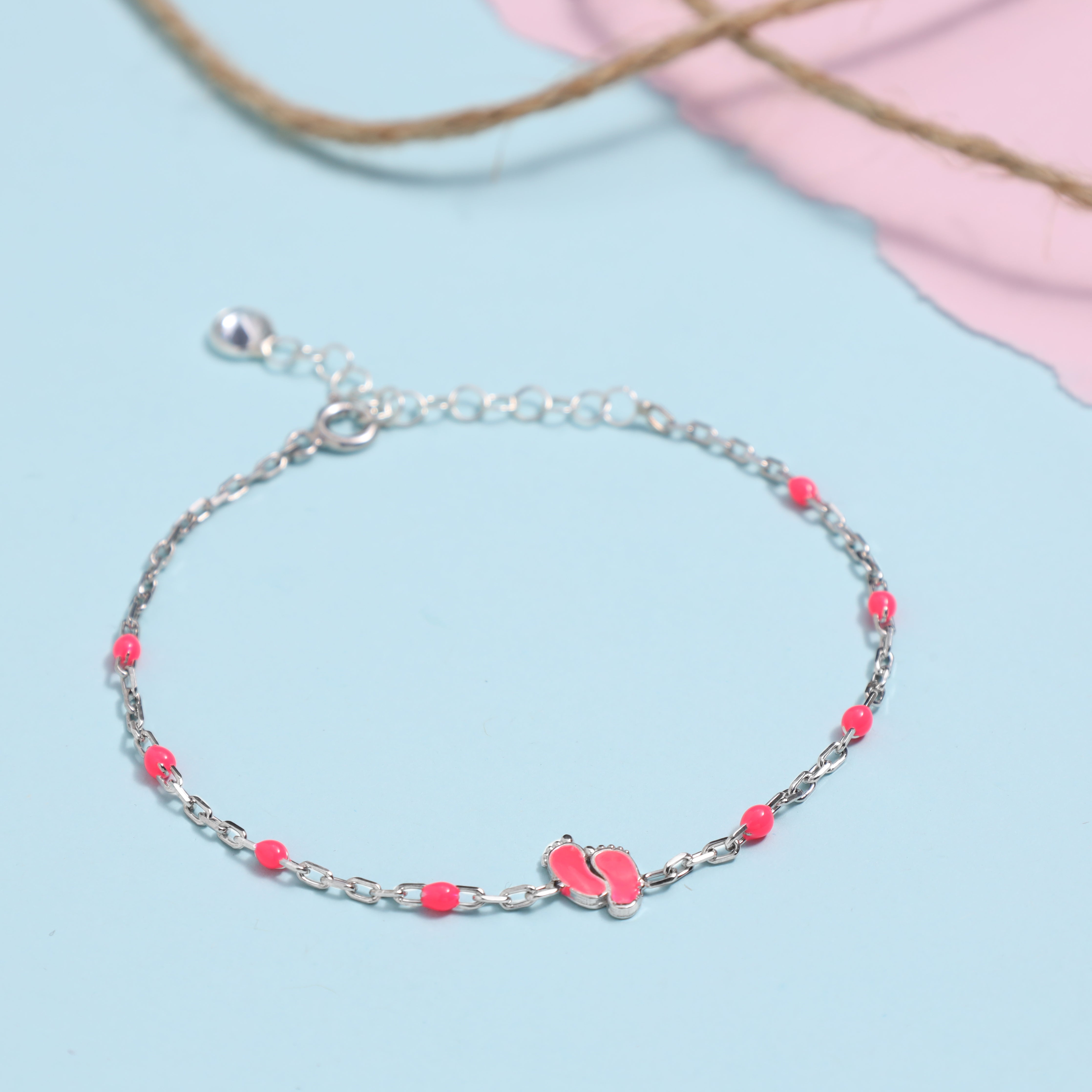 Damen Ankerkette Armband Baby Girl Füße Baby Shower - 925 Silber - Taipan Schmuck