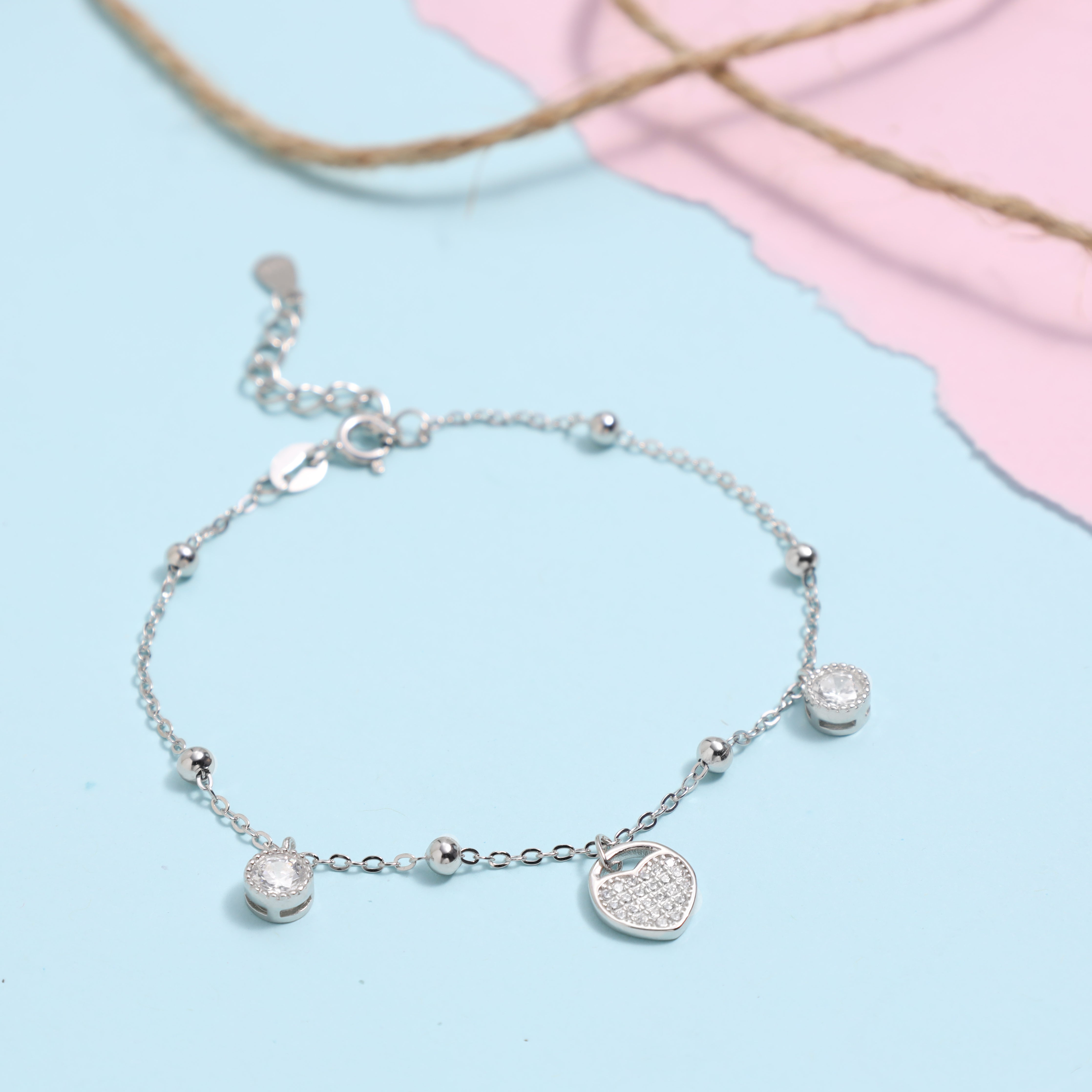 Damen Ankerkette Armband mit Herz aus 925 Sterlingsilber - Taipan Schmuck