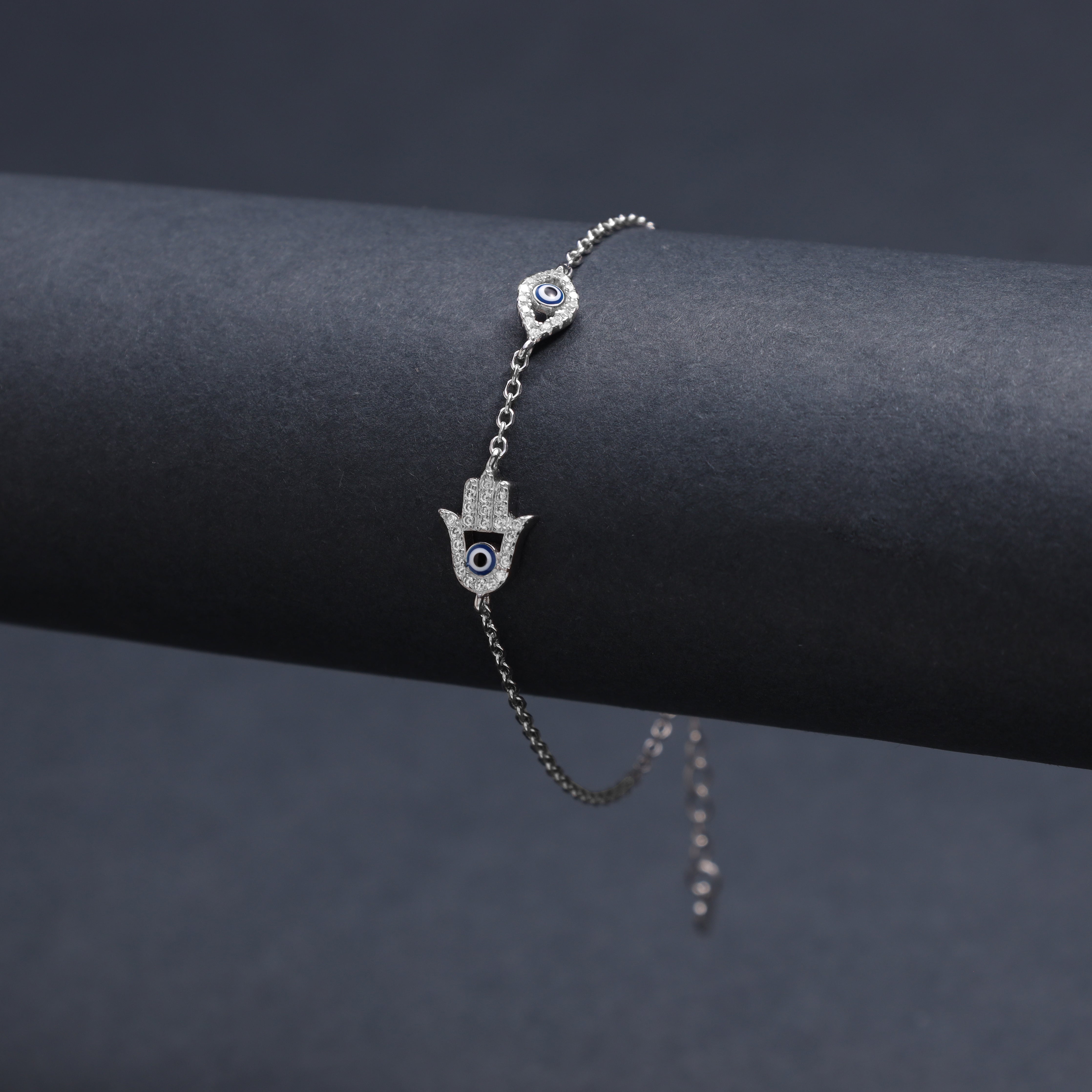 Damen Armband mit Hamza & Evil Eye aus 925 Silber - Taipan Schmuck