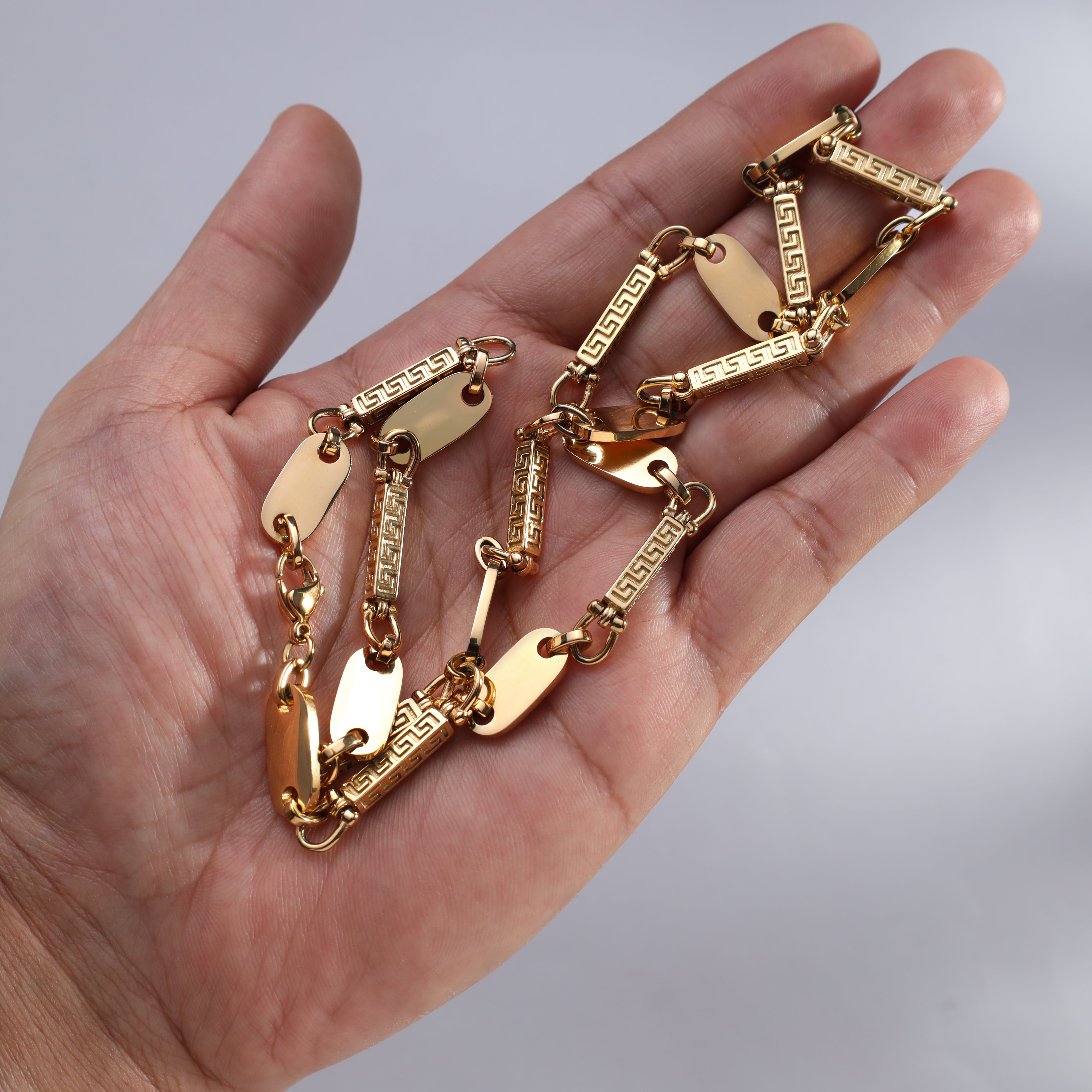 Dubai Plattenkette 8,5mm breit aus Edelstahl 18K vergoldet oriental dream - Taipan Schmuck