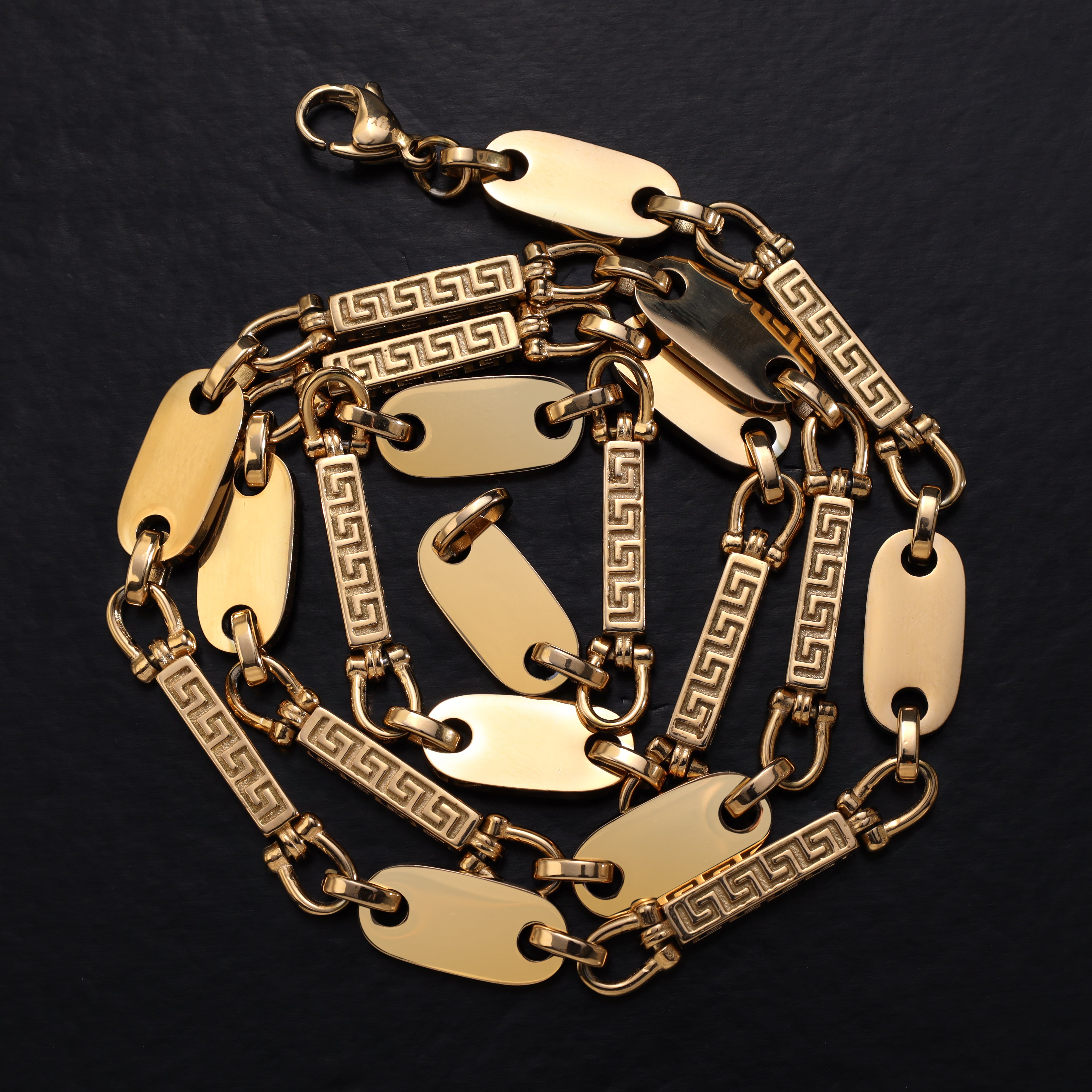 8,5mm Dubai Plattenkette aus Edelstahl 18K vergoldet oriental dream