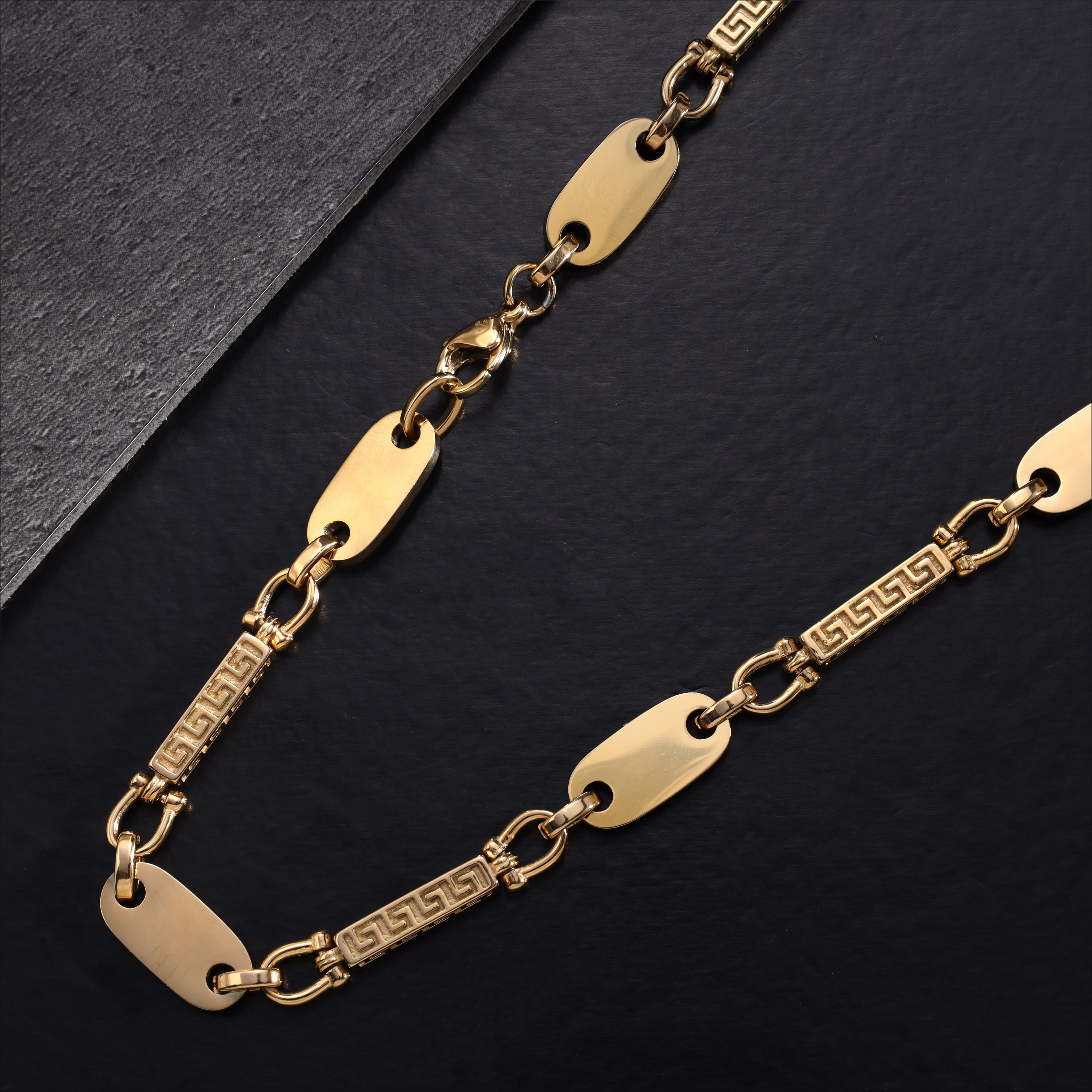 Dubai Plattenkette 8,5mm breit aus Edelstahl 18K vergoldet oriental dream - Taipan Schmuck