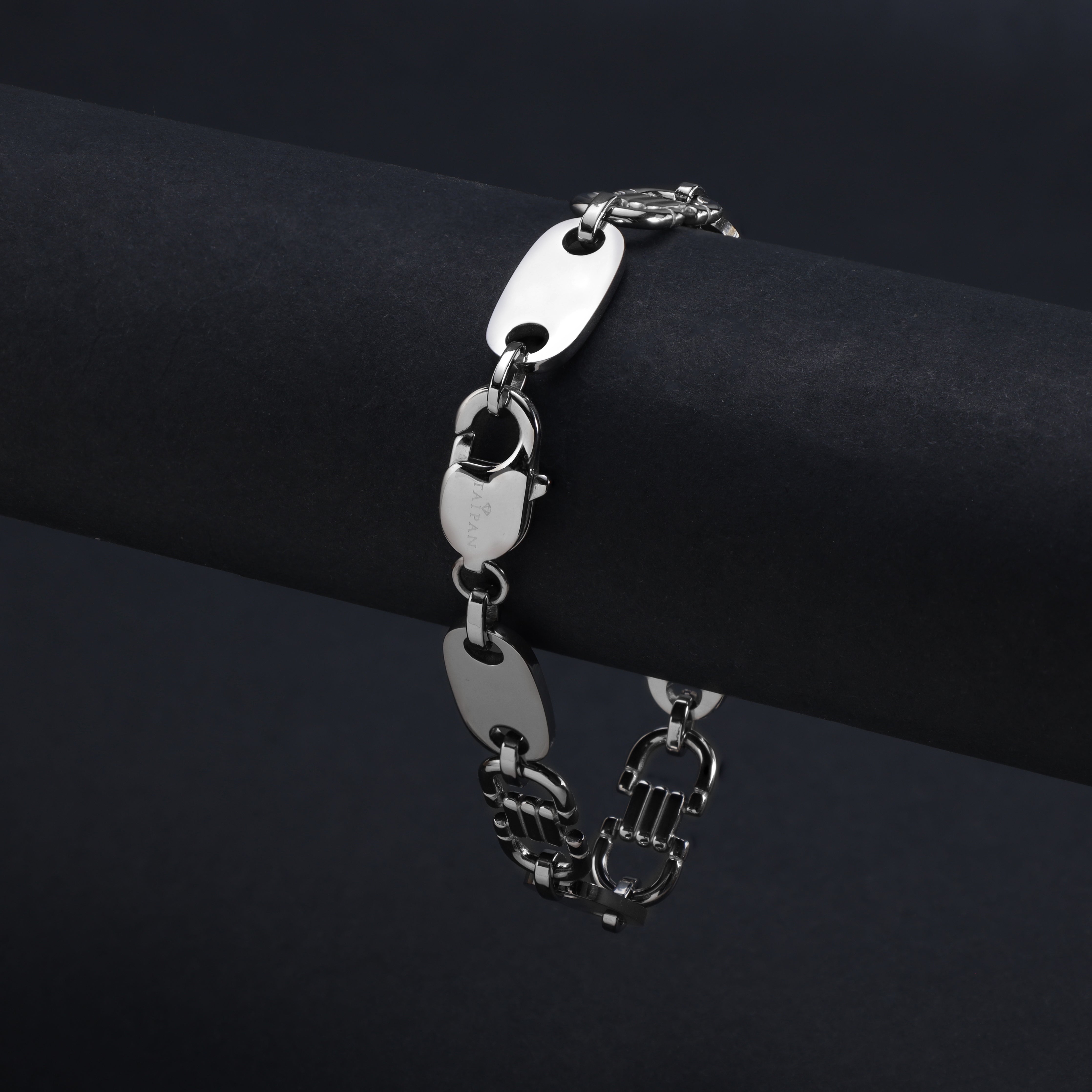 Plattenkette Armband 10mm breit aus Edelstahl - Taipan Schmuck