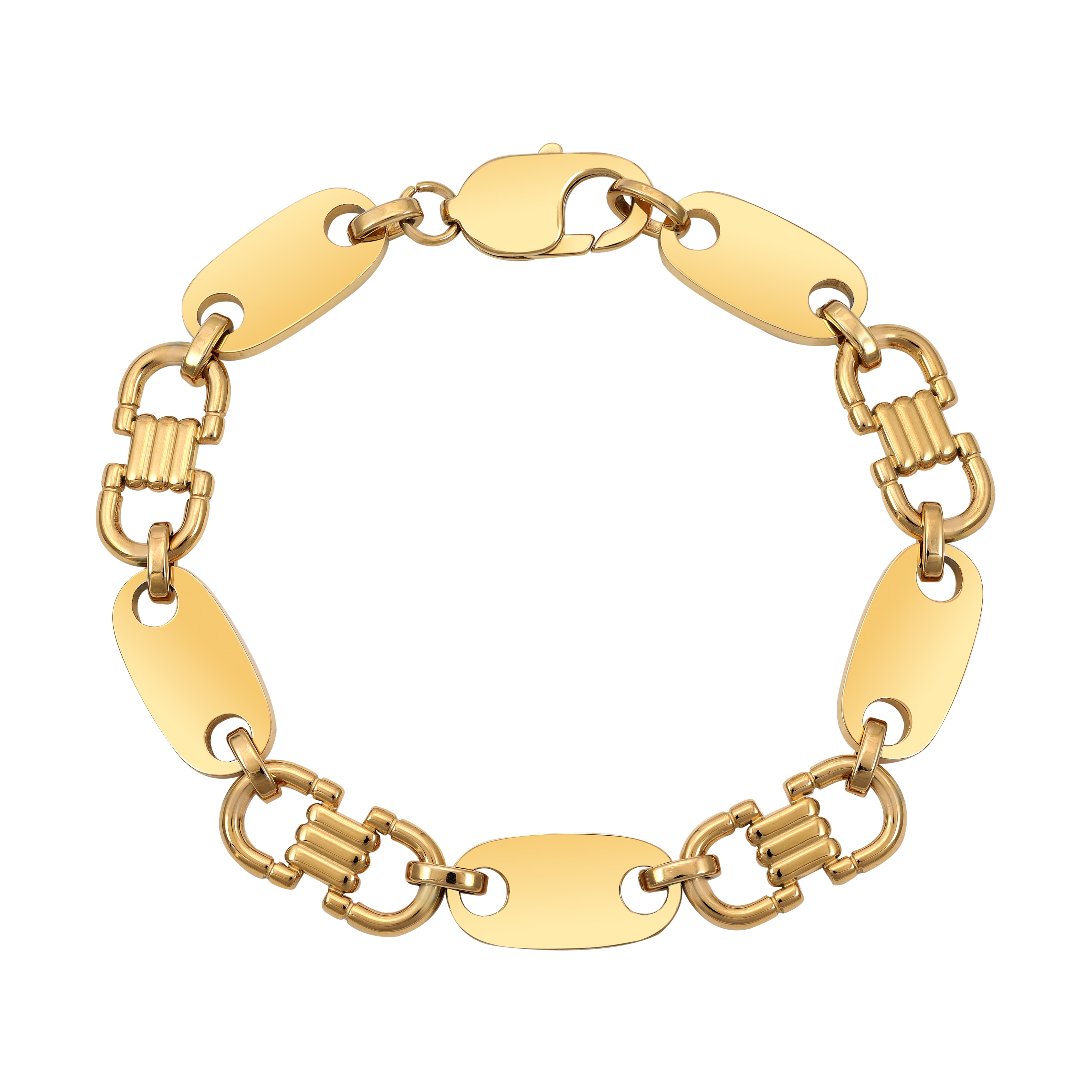 Plattenkette Armband 10mm breit aus Edelstahl 18K vergoldet - Taipan Schmuck