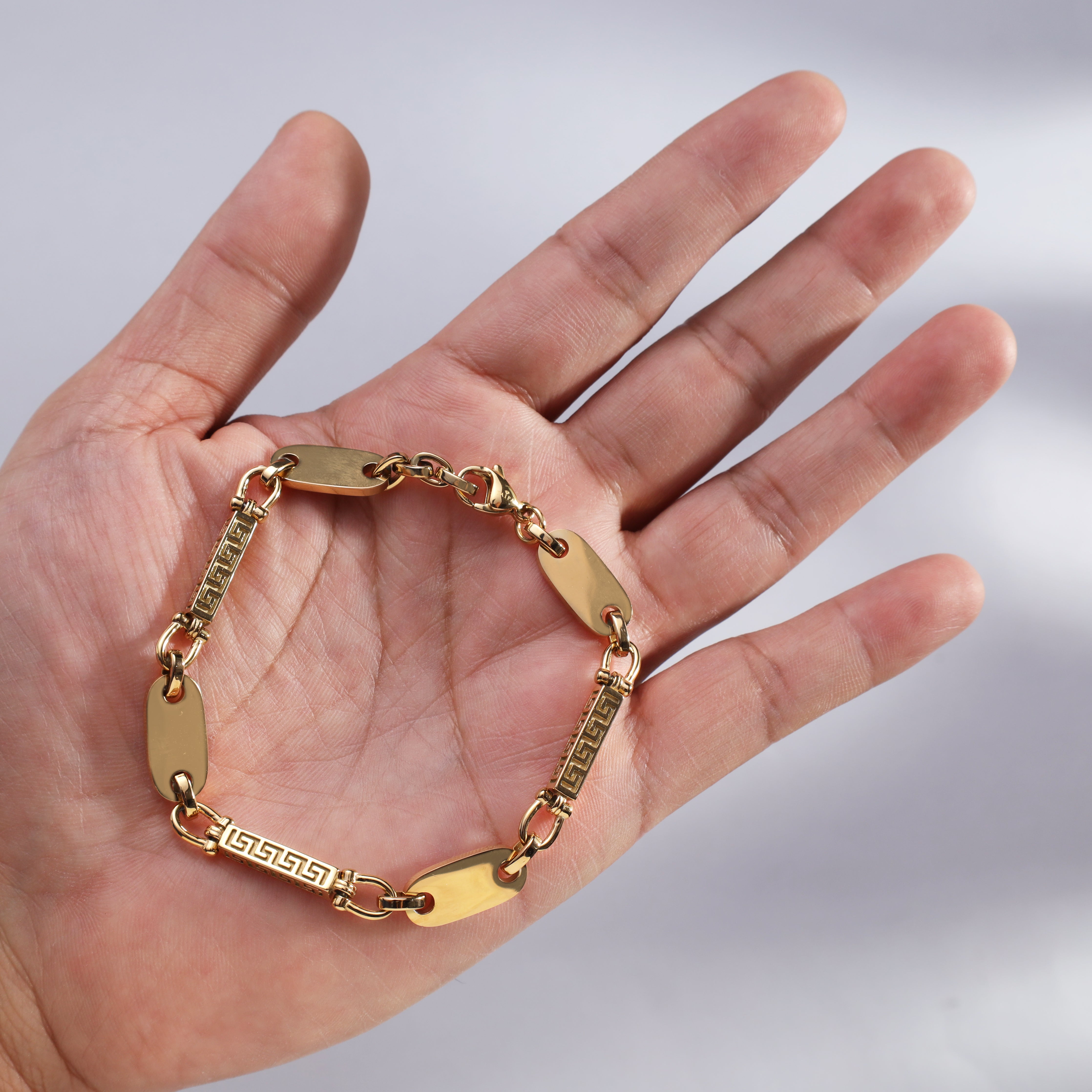 Dubai Plattenkette Armband 8,5mm breit aus Edelstahl 18K vergoldet oriental dream - Taipan Schmuck