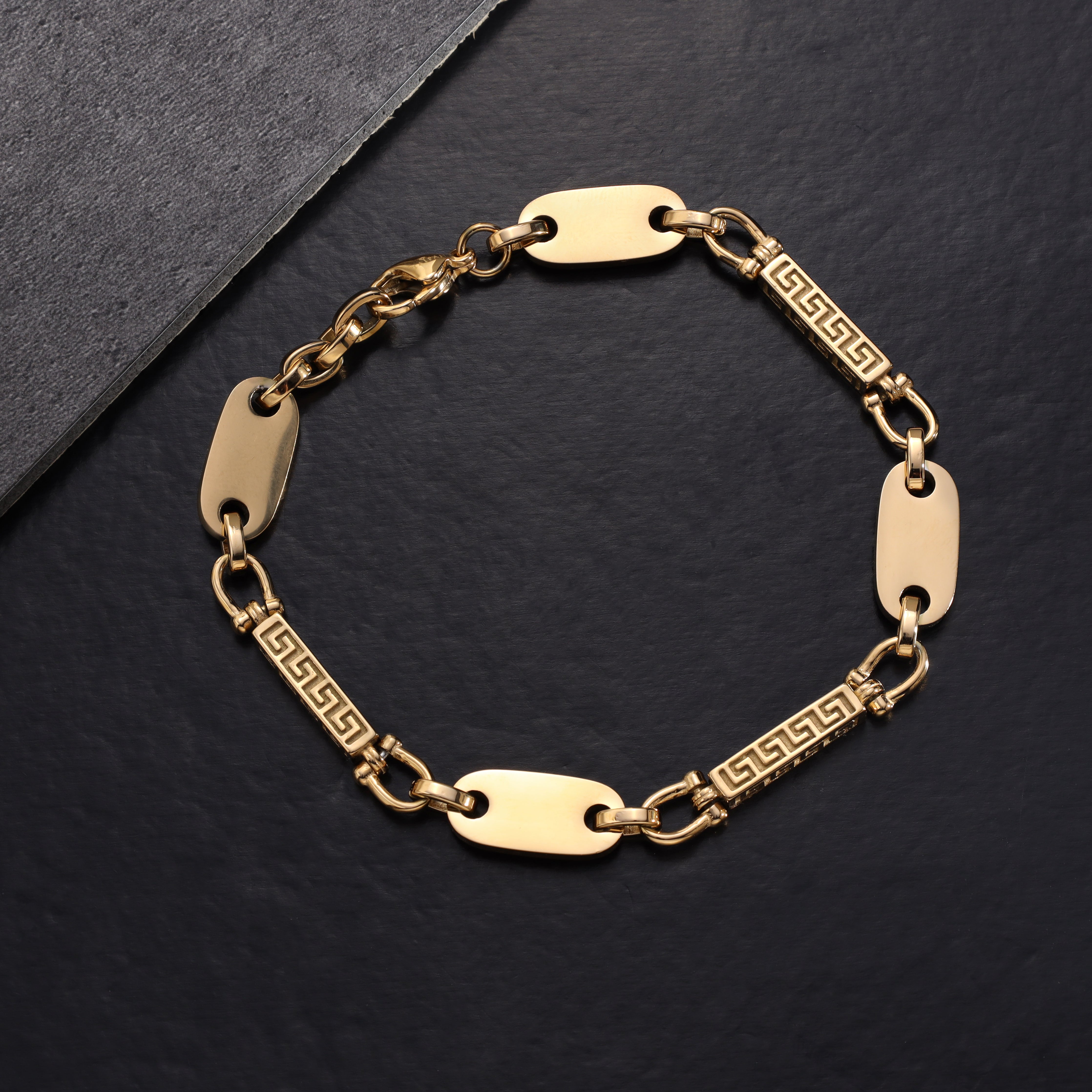 8,5mm Dubai Plattenkette Armband aus Edelstahl 18K vergoldet oriental dream