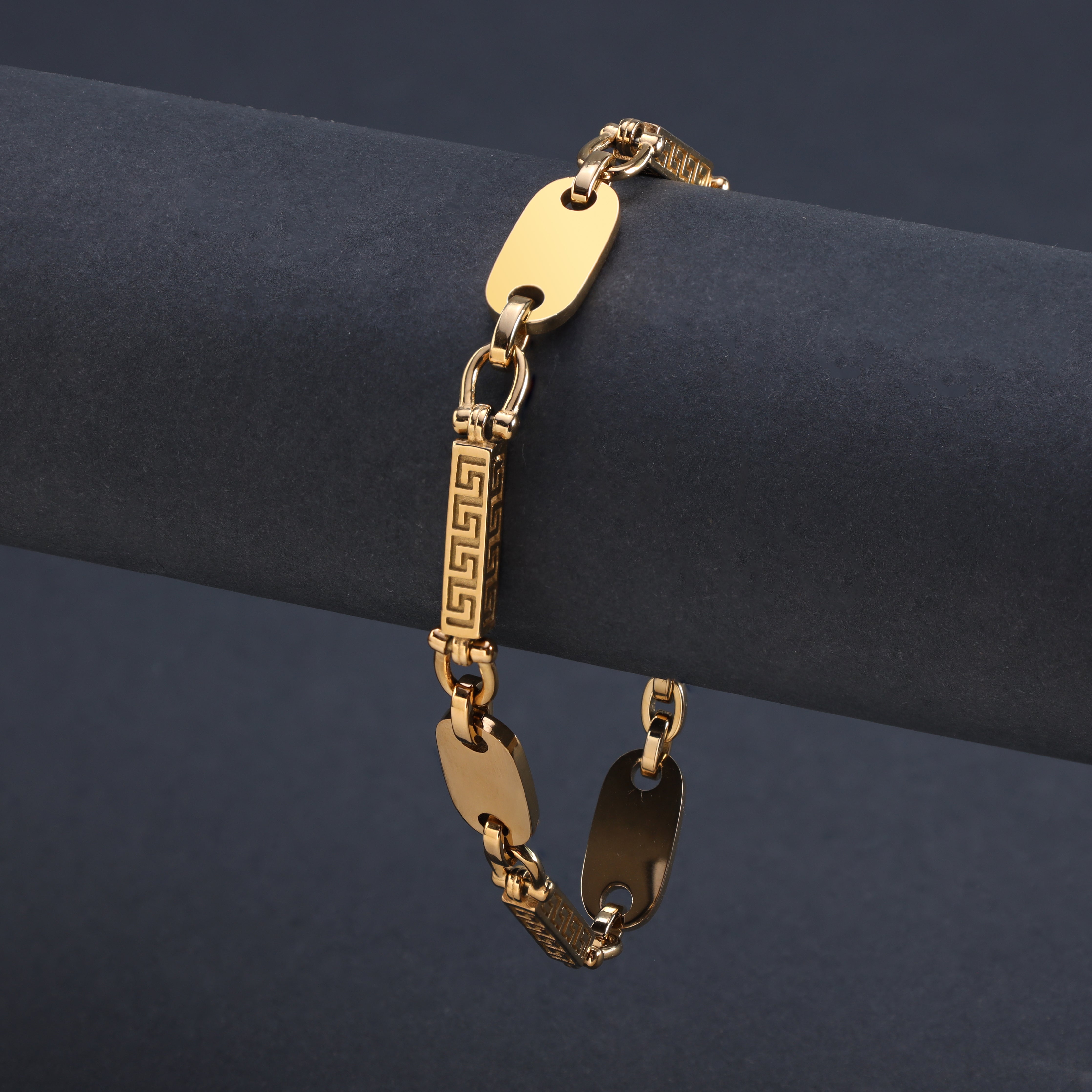Dubai Plattenkette Armband 8,5mm breit aus Edelstahl 18K vergoldet oriental dream - Taipan Schmuck